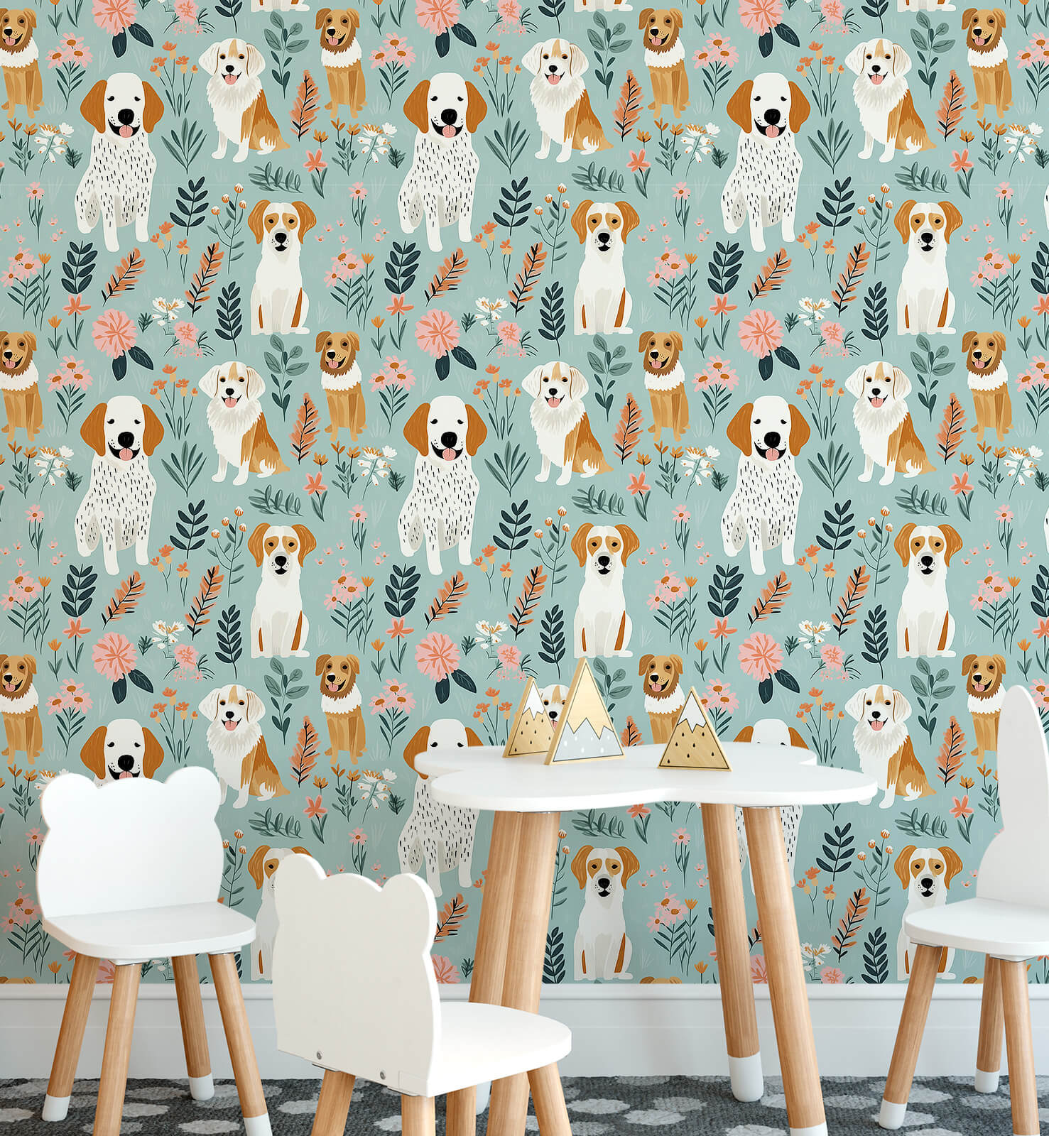 Nursery Dog illustration Wallpaper