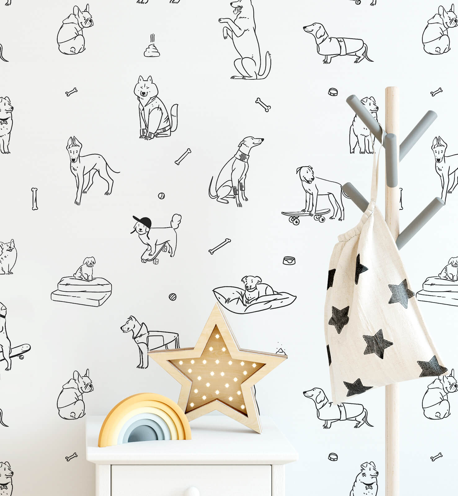 Line Art Dog Wallpaper