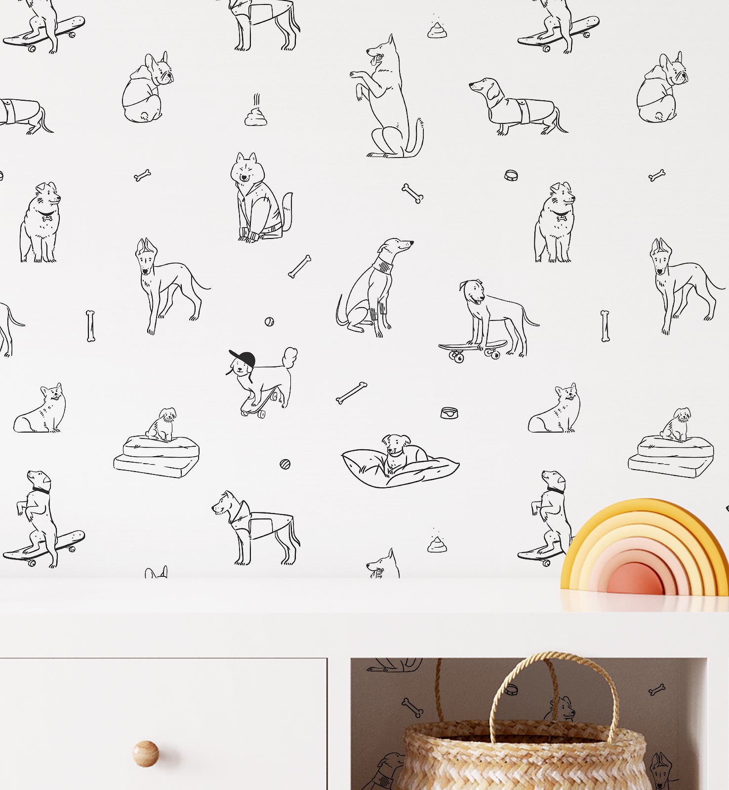Line Art Dog Wallpaper