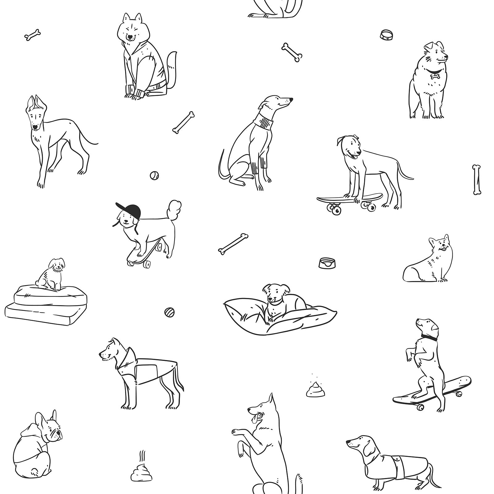 Line Art Dog Wallpaper