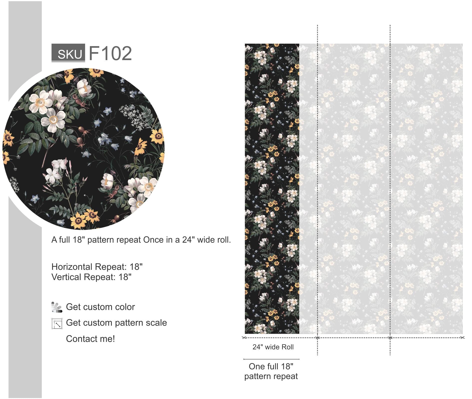 Night Luxury White Flower Pattern Wallpaper