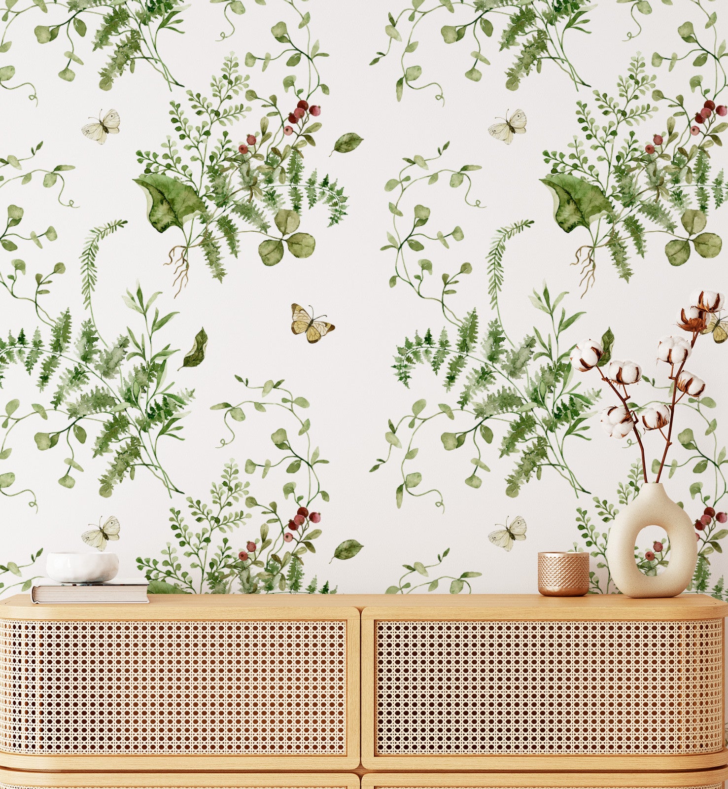 Landscape Green Leaf Floral Wallpaper