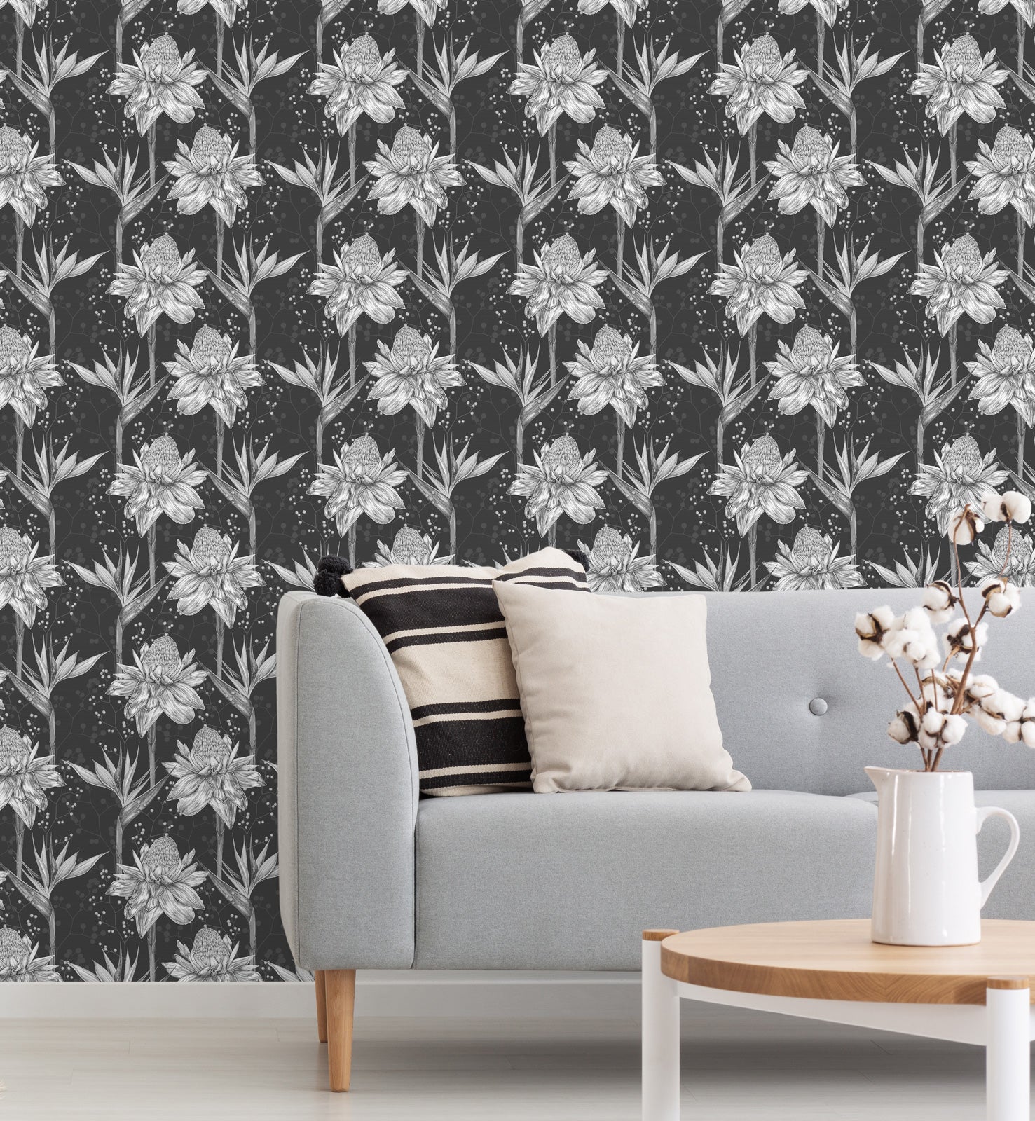 Tropical Exotic Floral Wallpaper