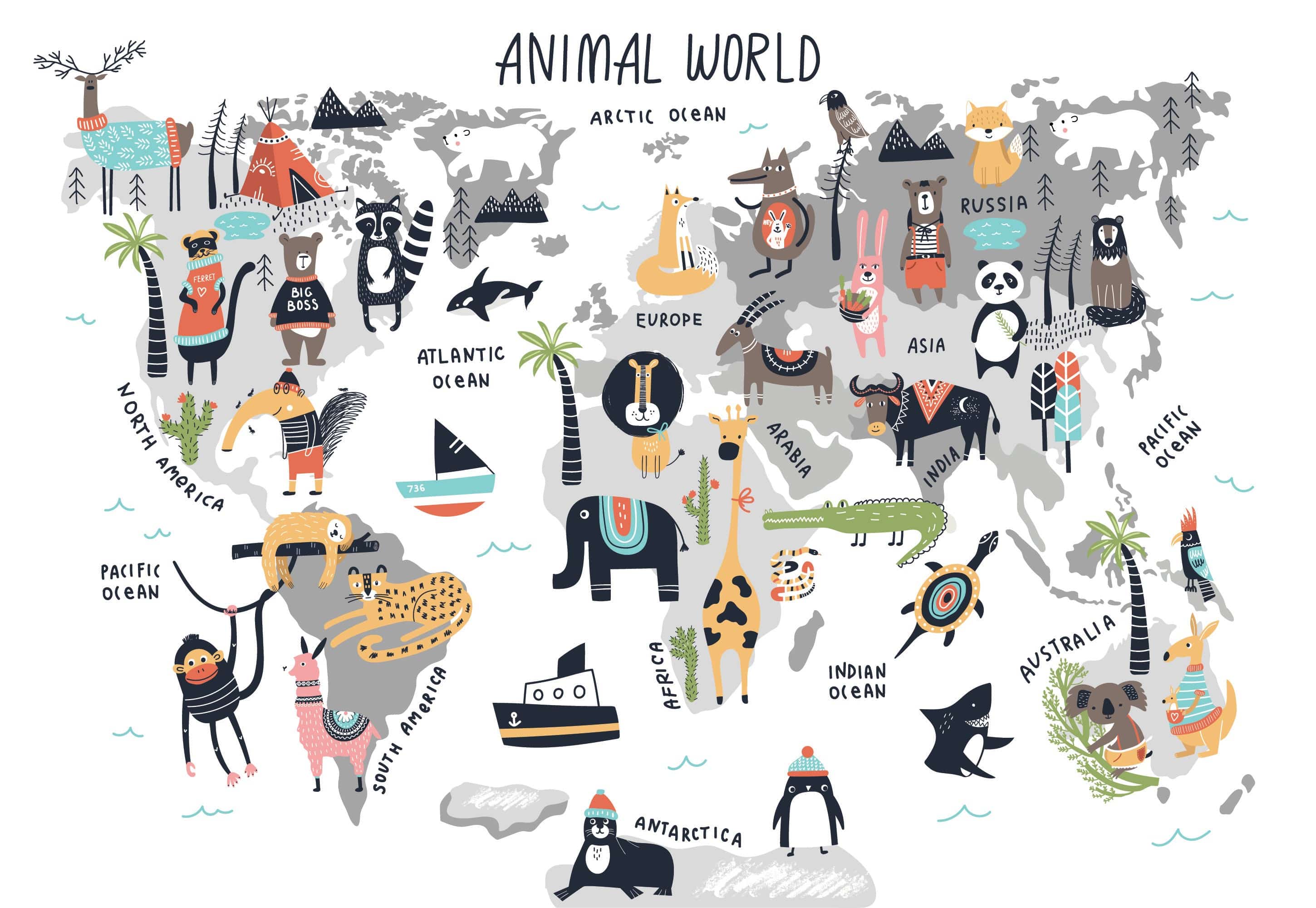 Cartoon World Map - Walltrendz