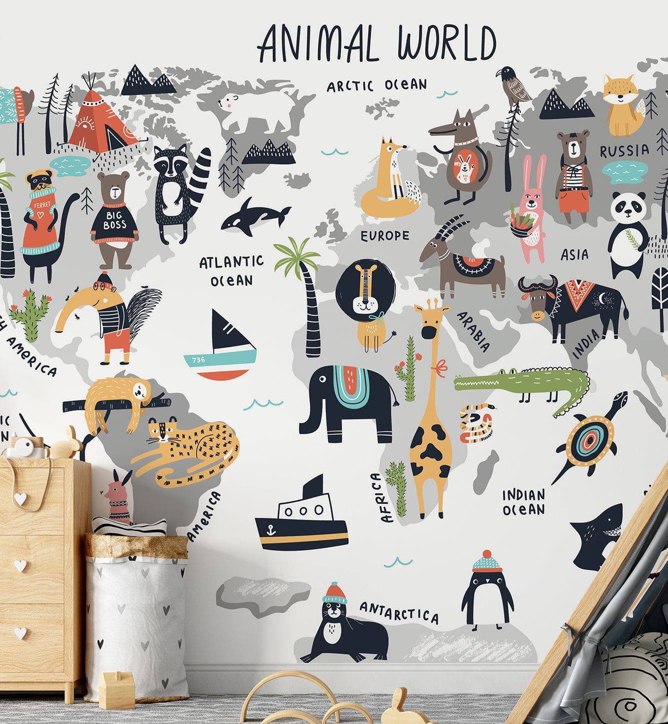 Cartoon World Map - Walltrendz