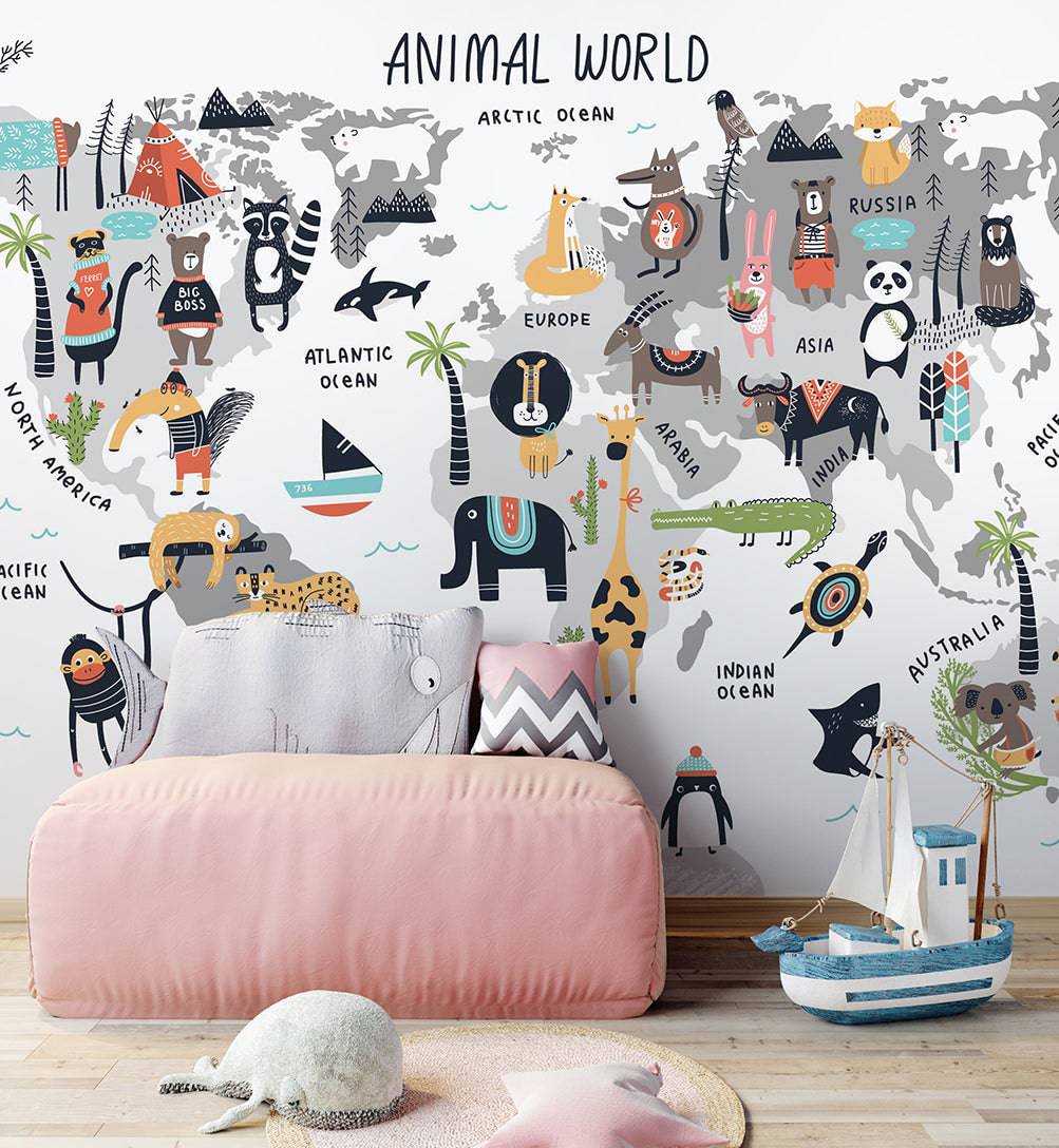 Cartoon World Map - Walltrendz