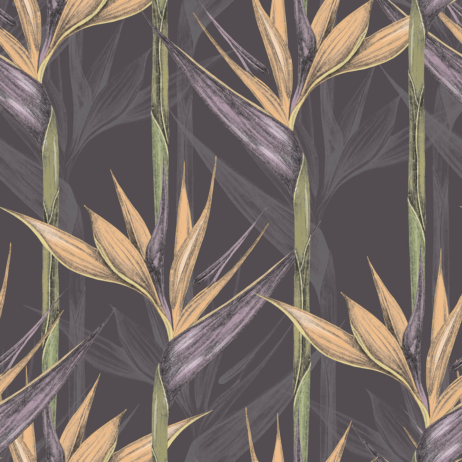 Black and blue vintage floral pattern wallpaper for living room and bedroom