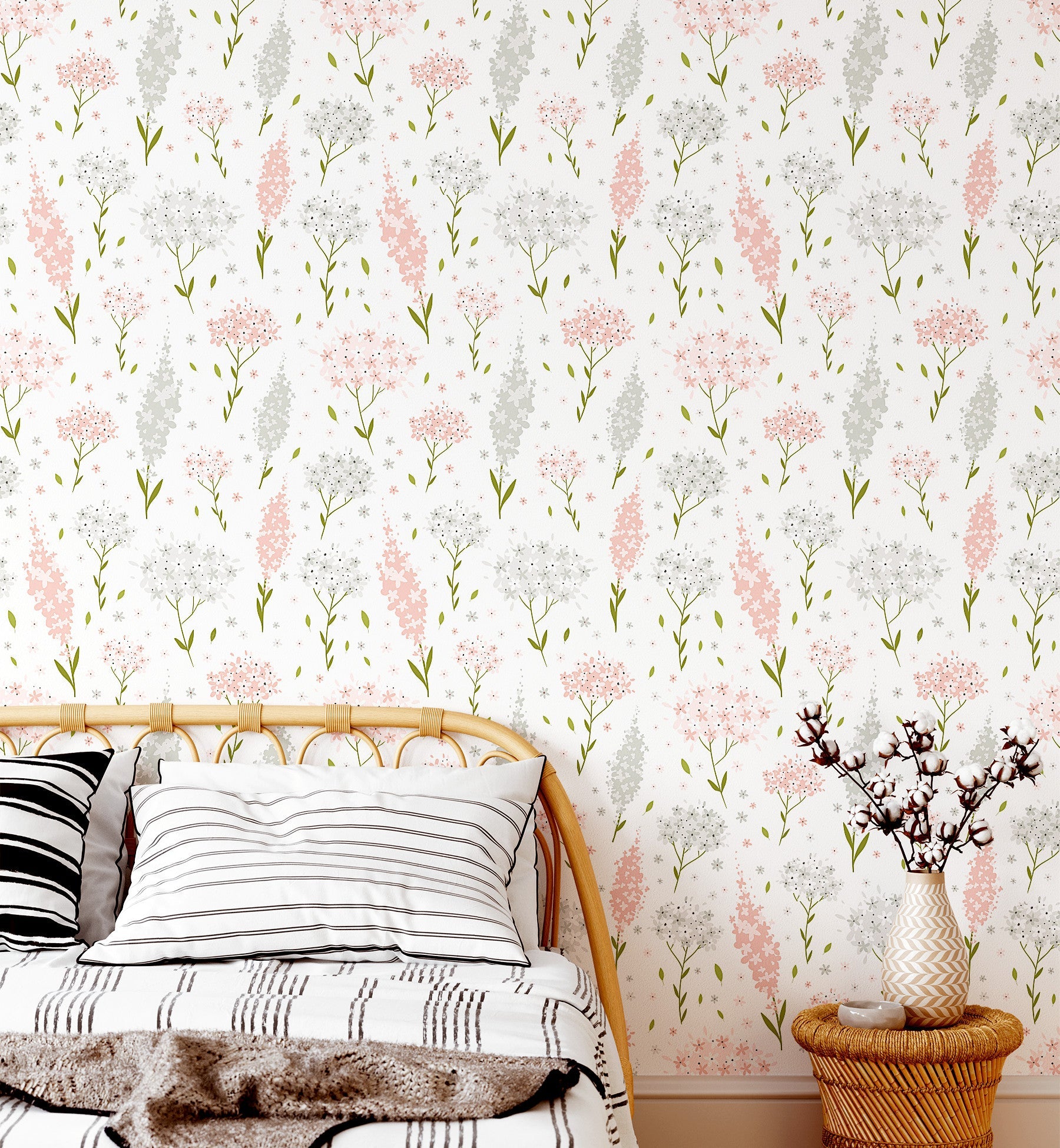 Floral Pink Leaves Wallpaper