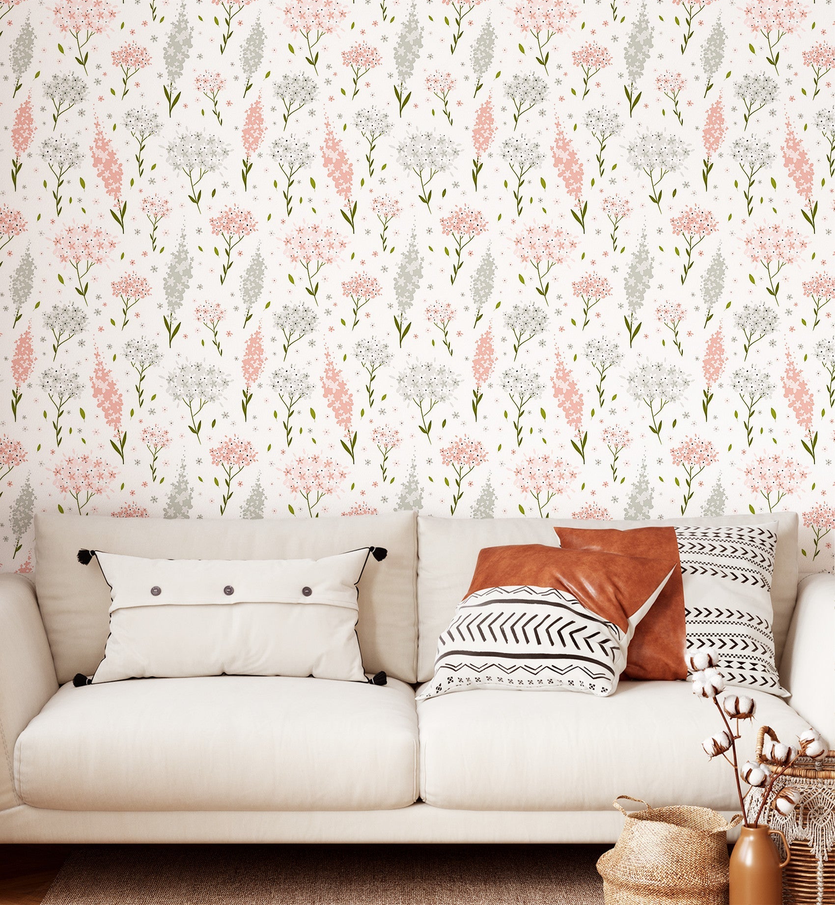 Floral Pink Leaves Wallpaper