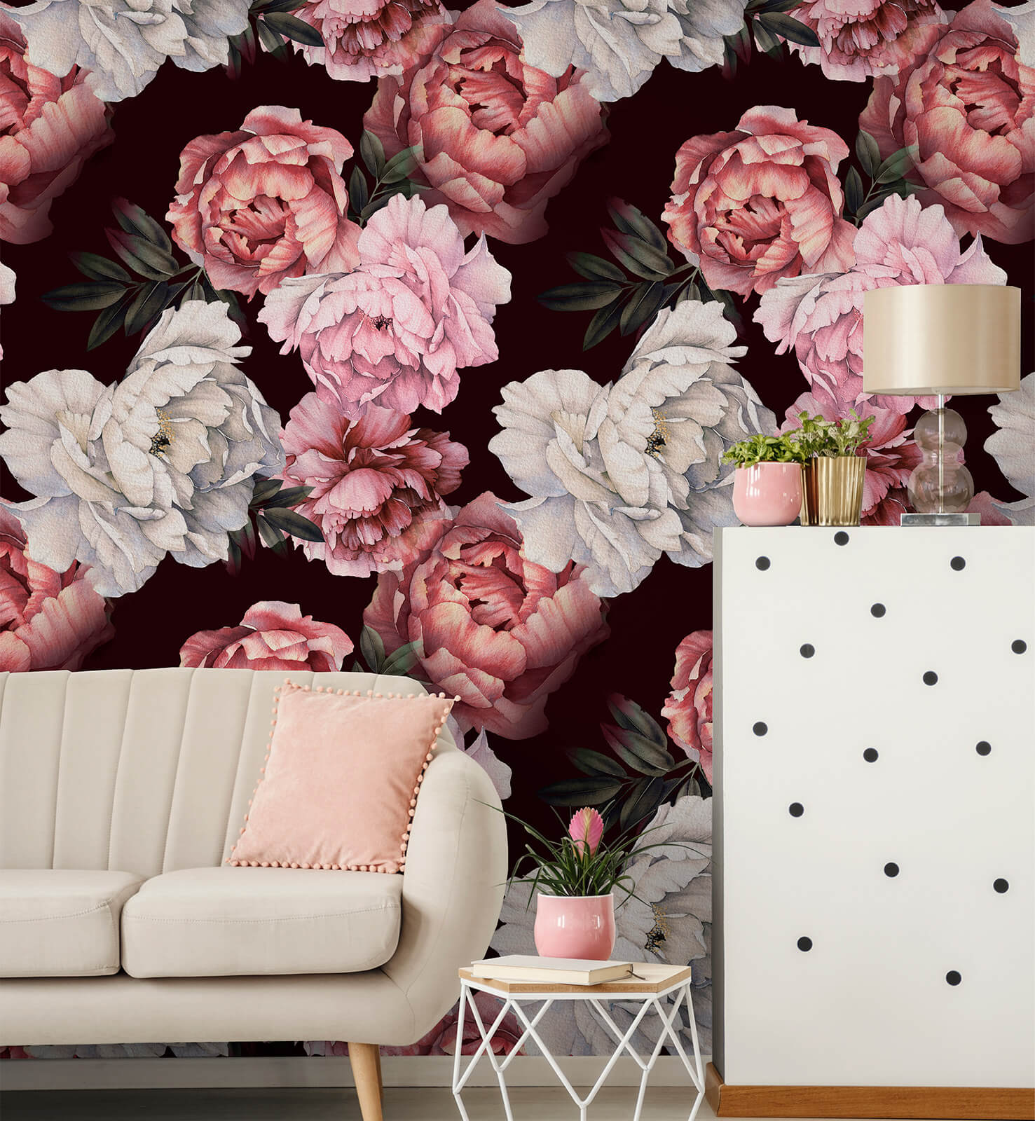 Dark vintage vinyl wallpaper for entryway