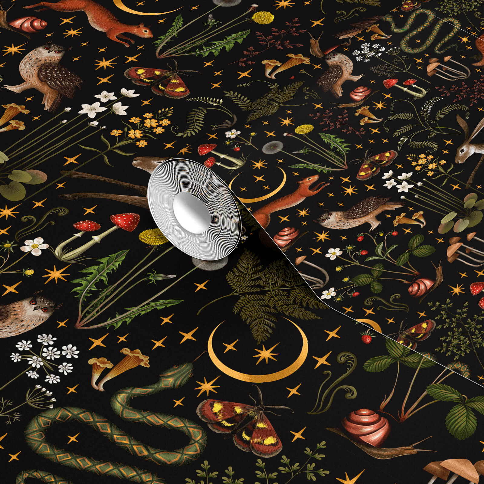 Dark-themed wallpaper design for dramatic spaces