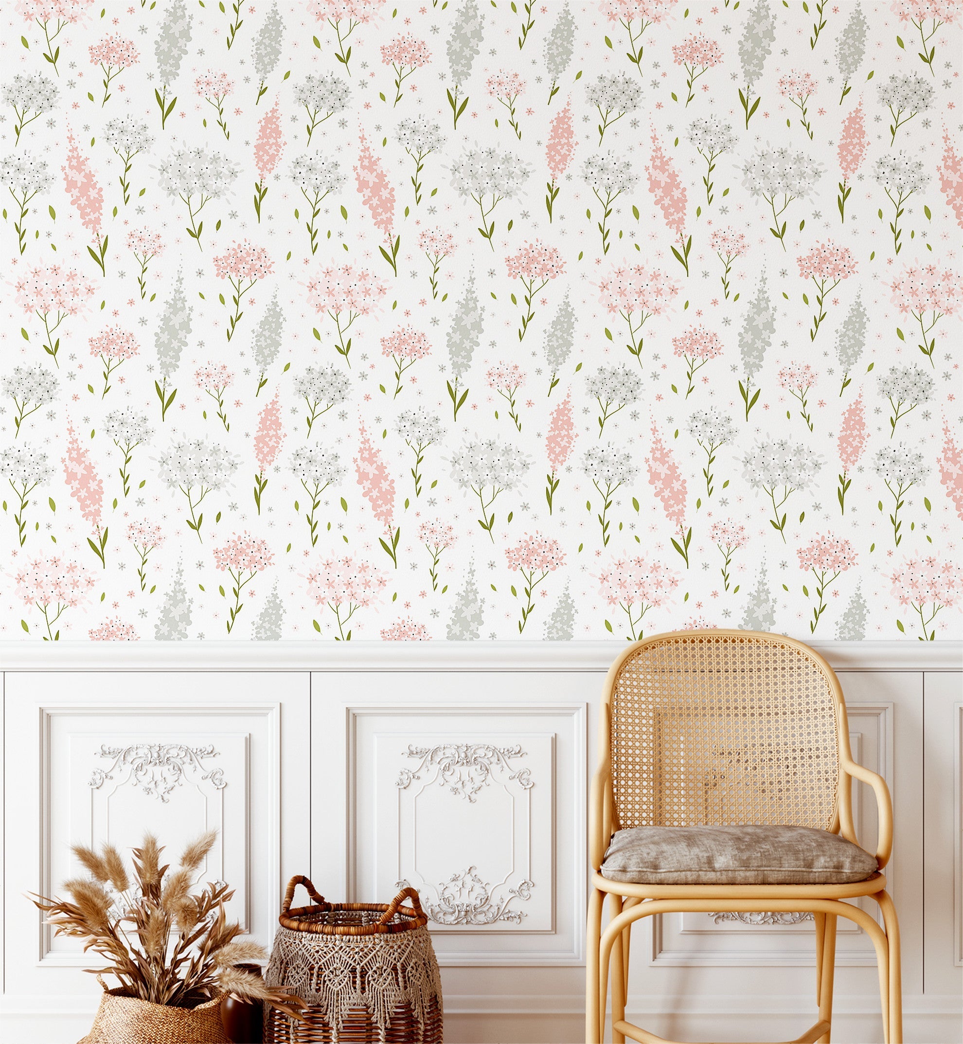 Floral Pink Leaves Wallpaper