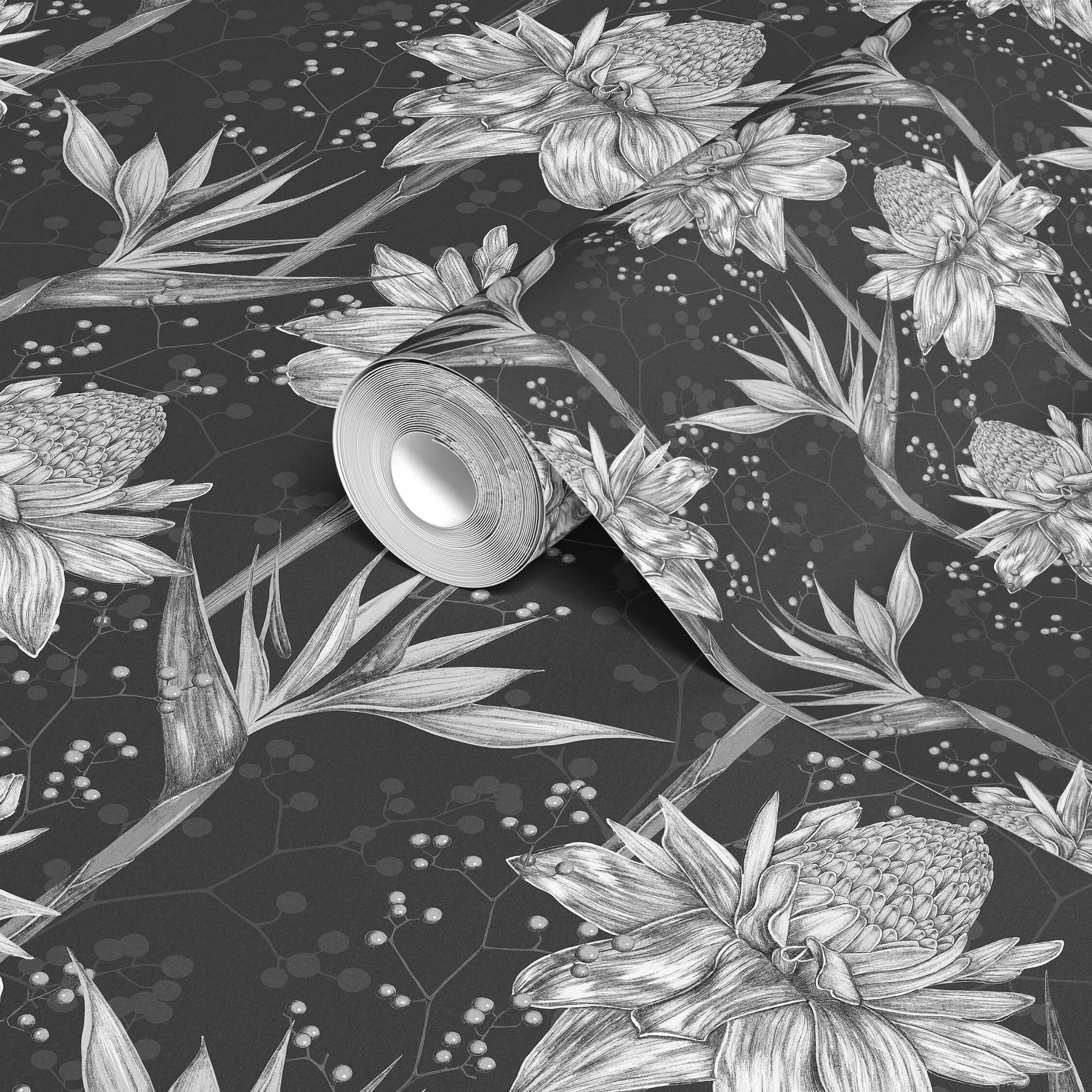 Tropical Exotic Floral Wallpaper