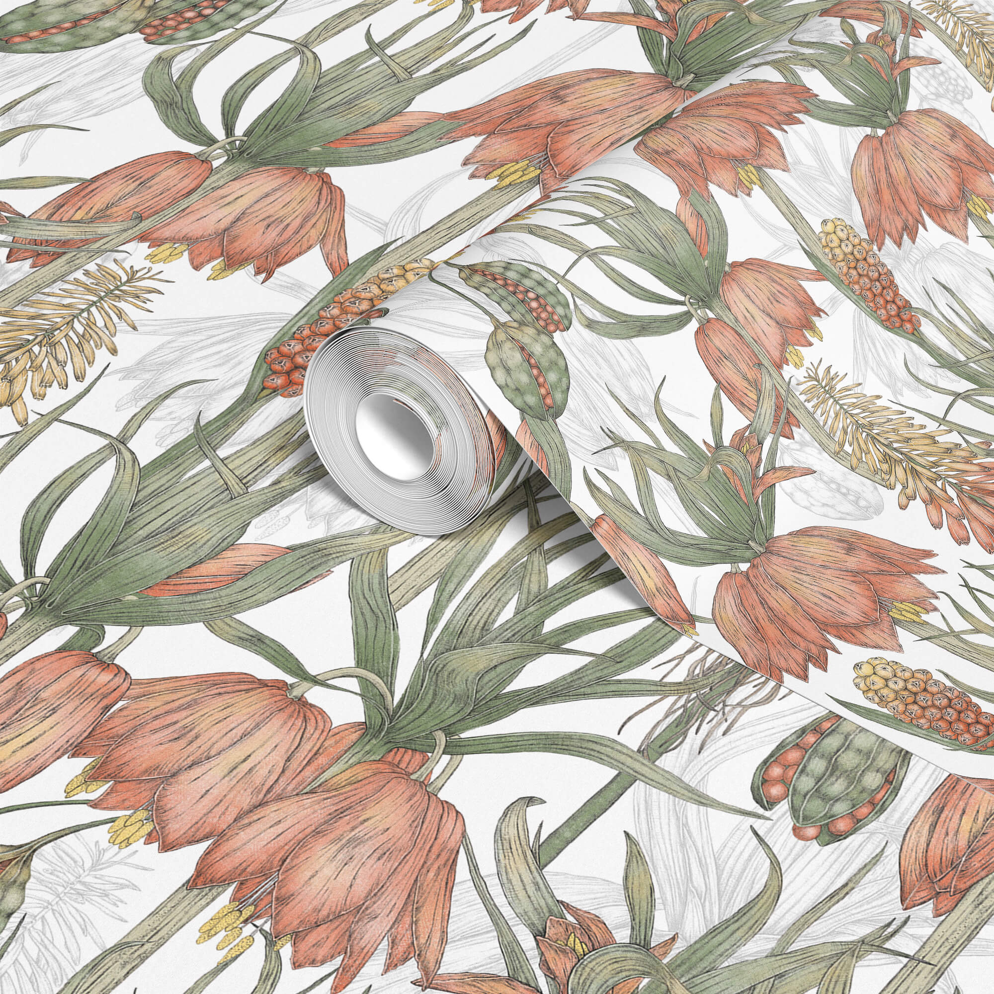 Watercolor Exotic Flowers Wallpaper
