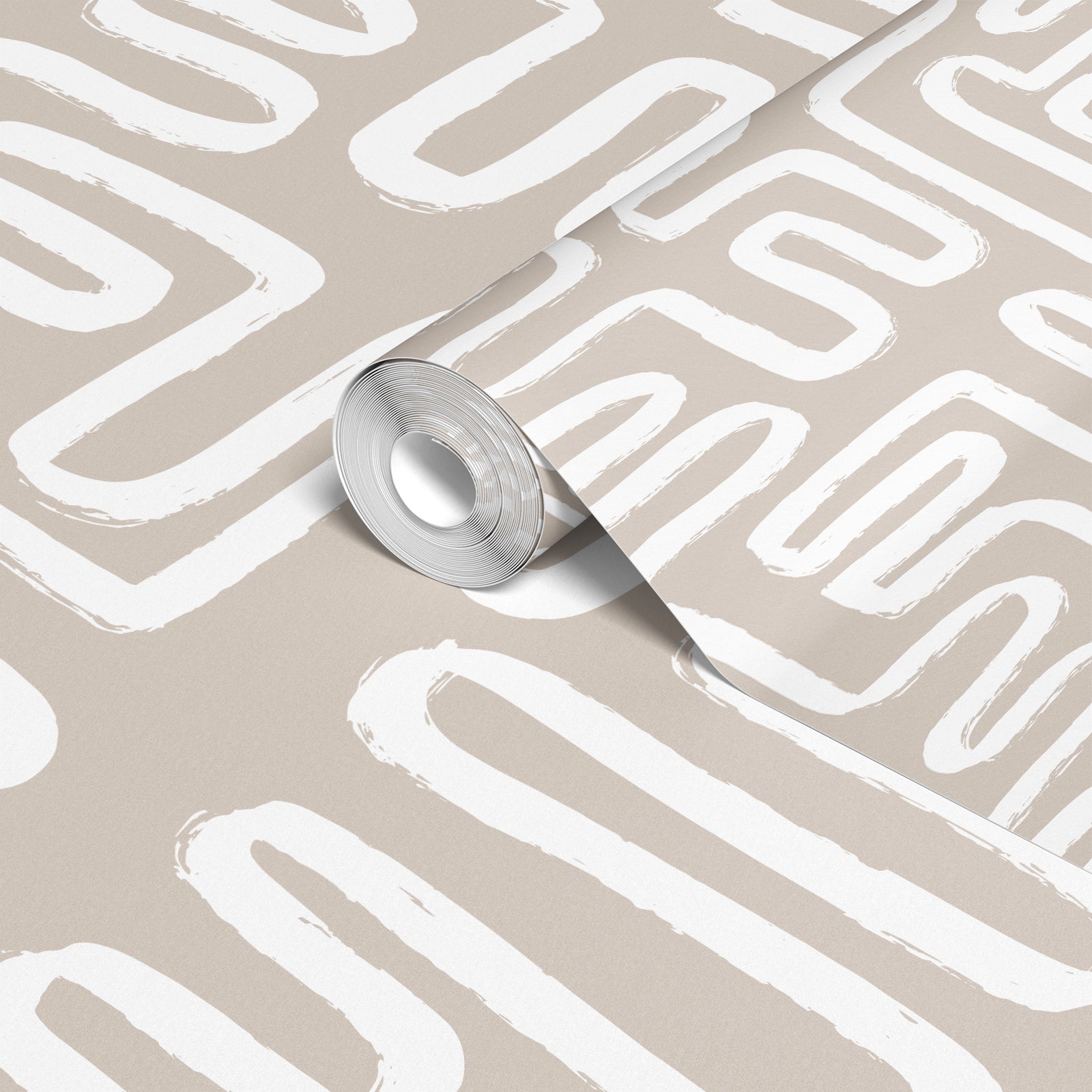 Neutral Beige Line Wallpaper Roll