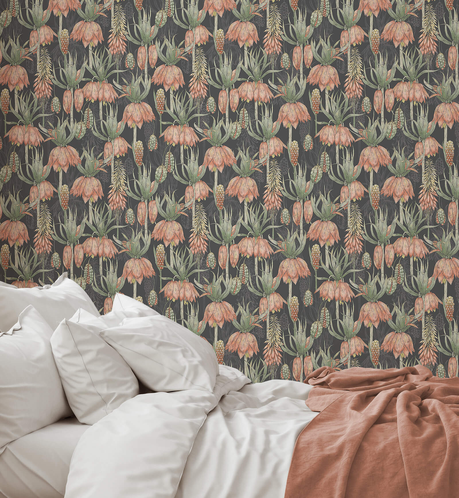 Retro Exotic Flowers Wallpaper