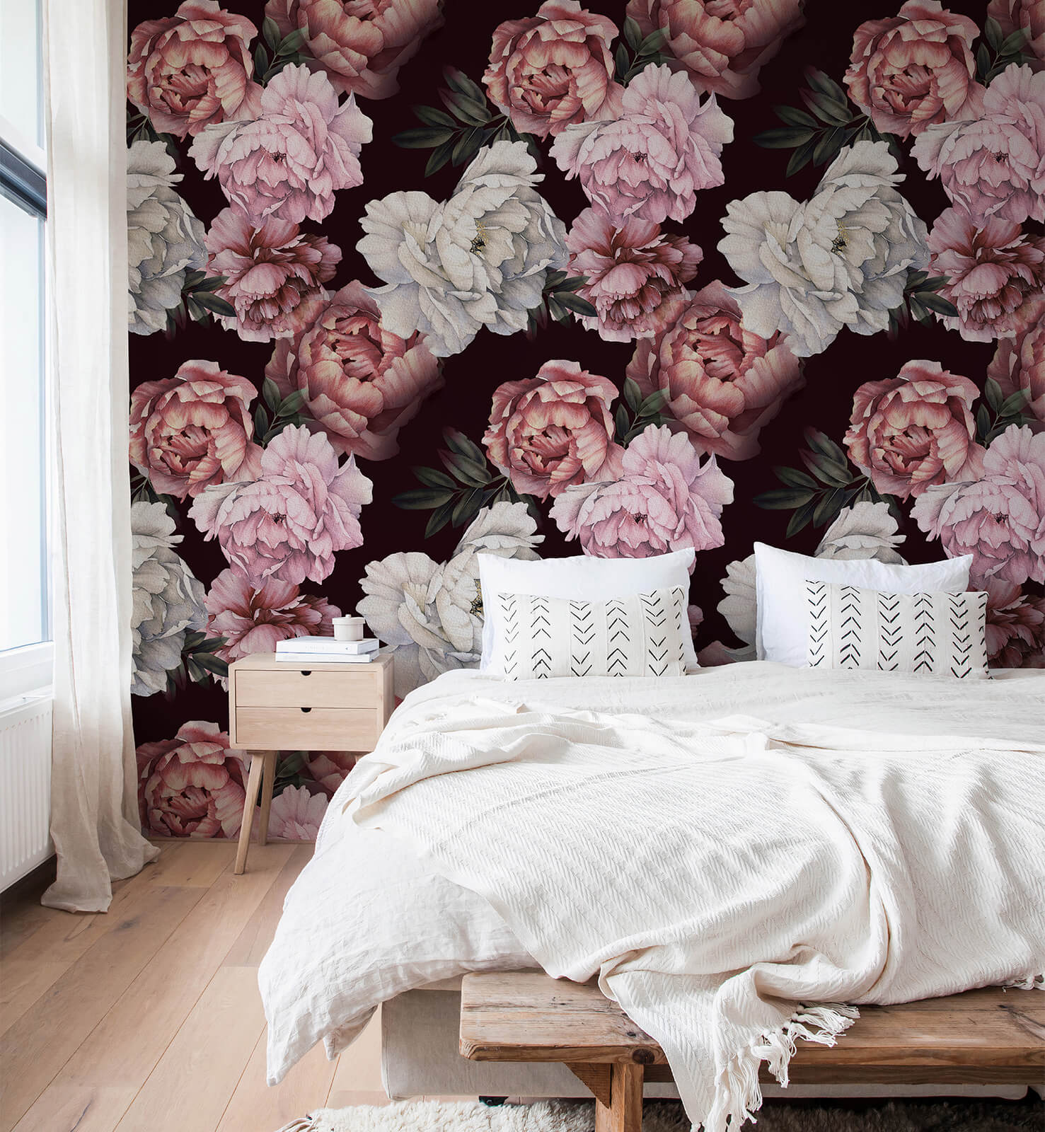 Large rose mural wallpaper for living room