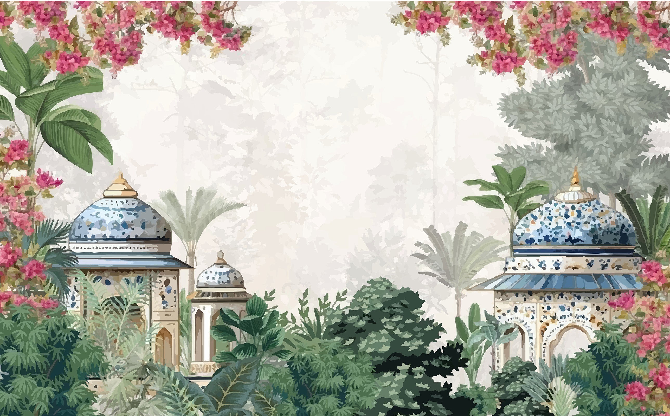 Lush Jungle and Indian Palatial Architecture