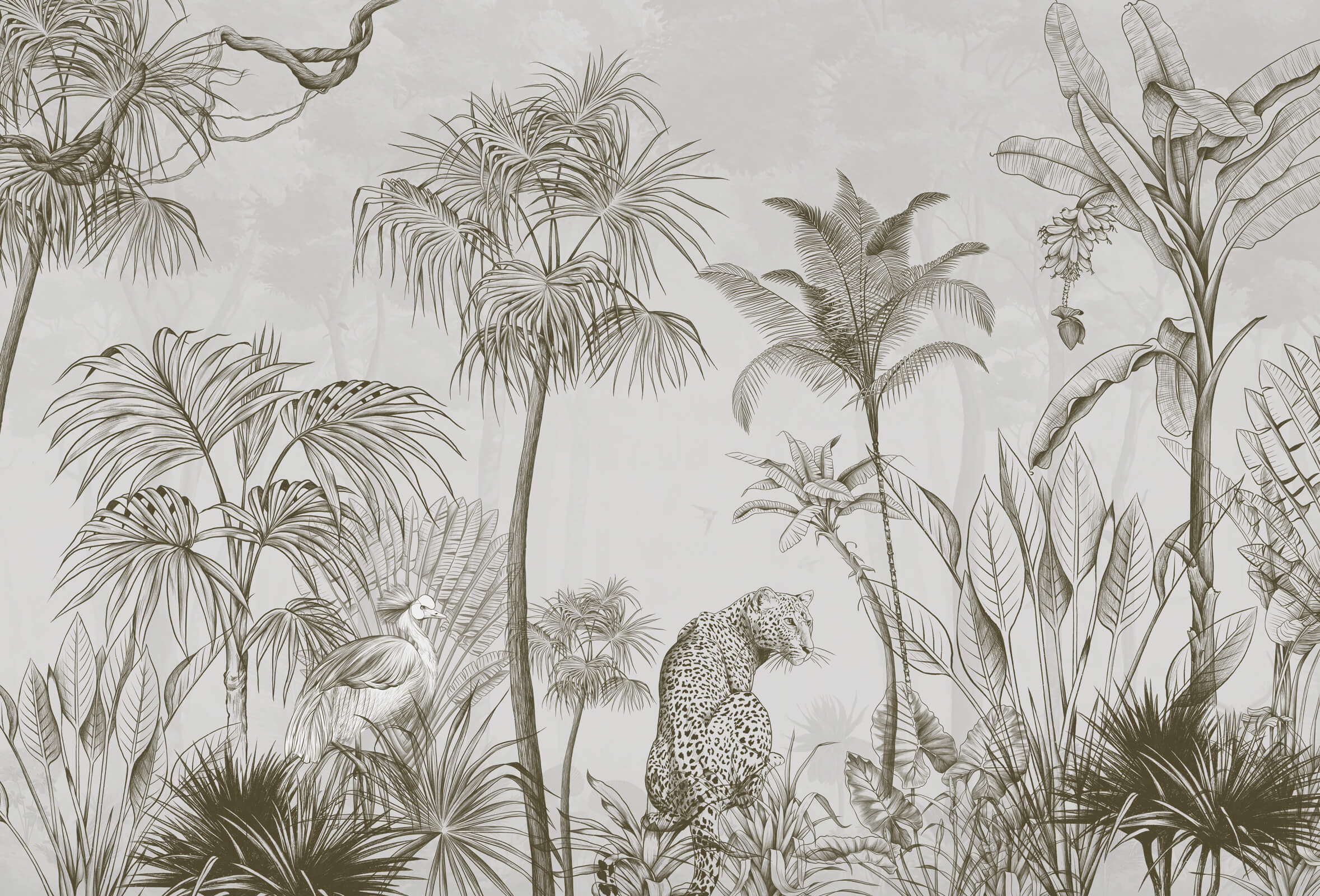 Tropical Etching Mural Wallpaper