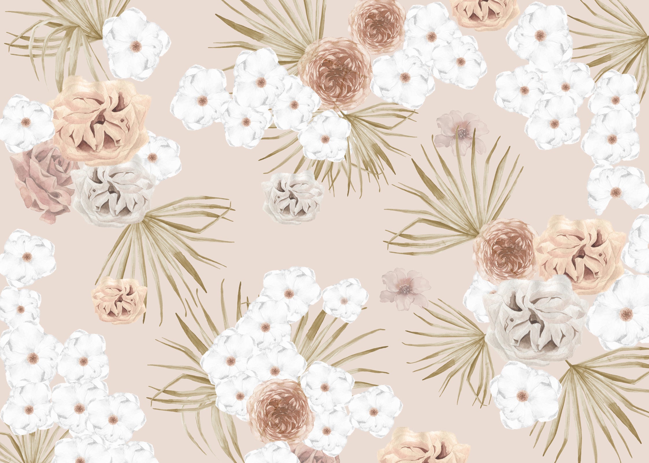 Modern Watercolor Floral Tropical Wallpaper