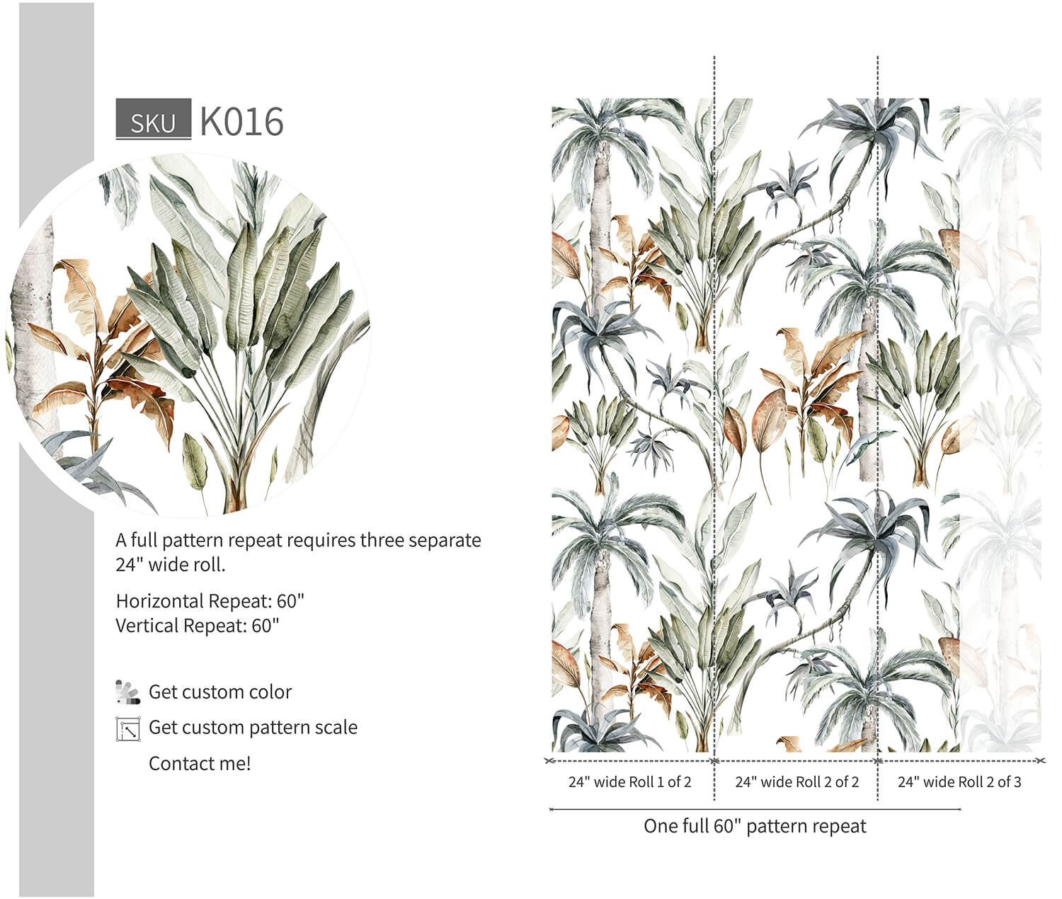 Patterned jungle leaves green and white wallpaper for modern interiors