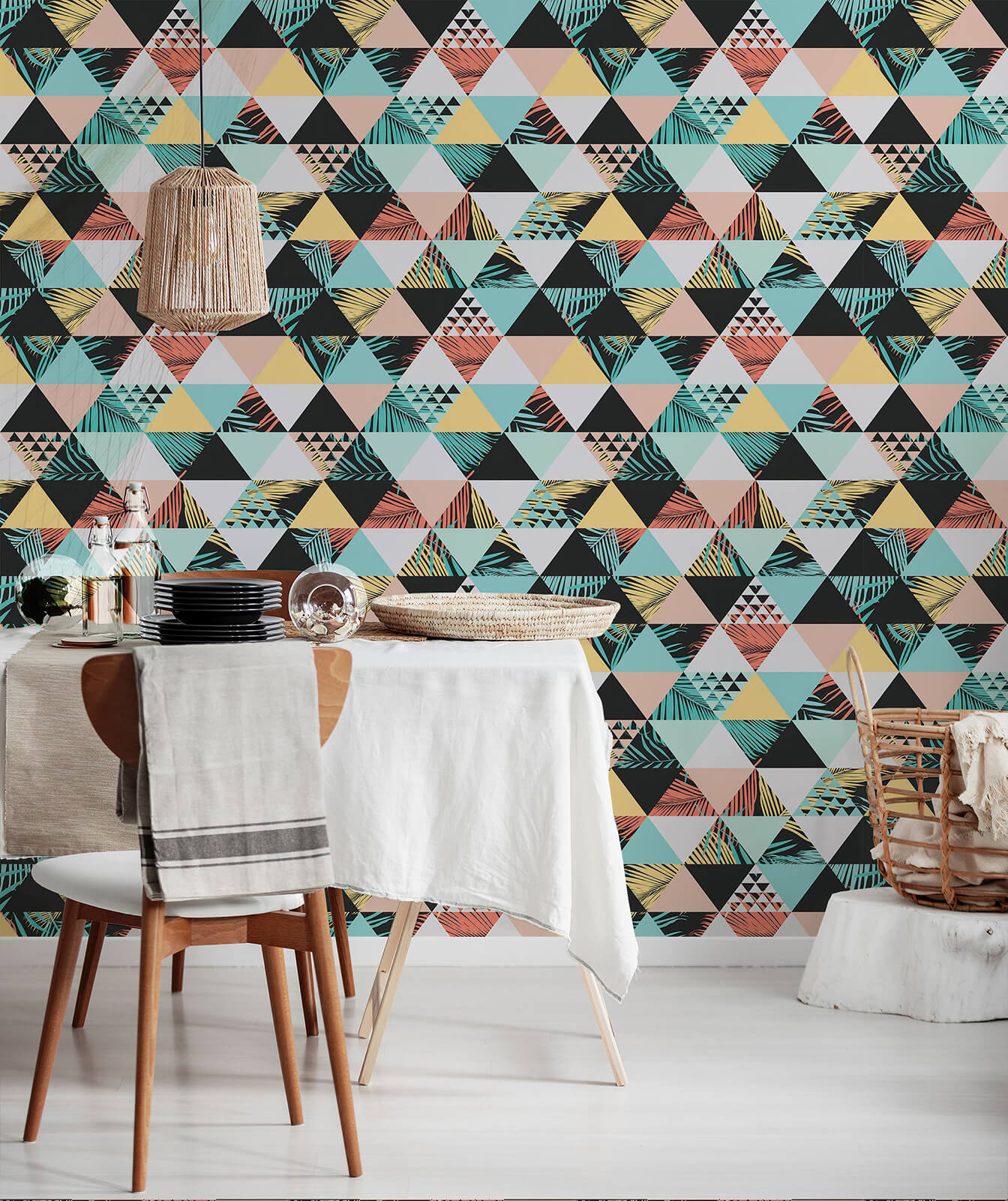 Peel and stick trendy exotic beach wallpaper for modern interiors