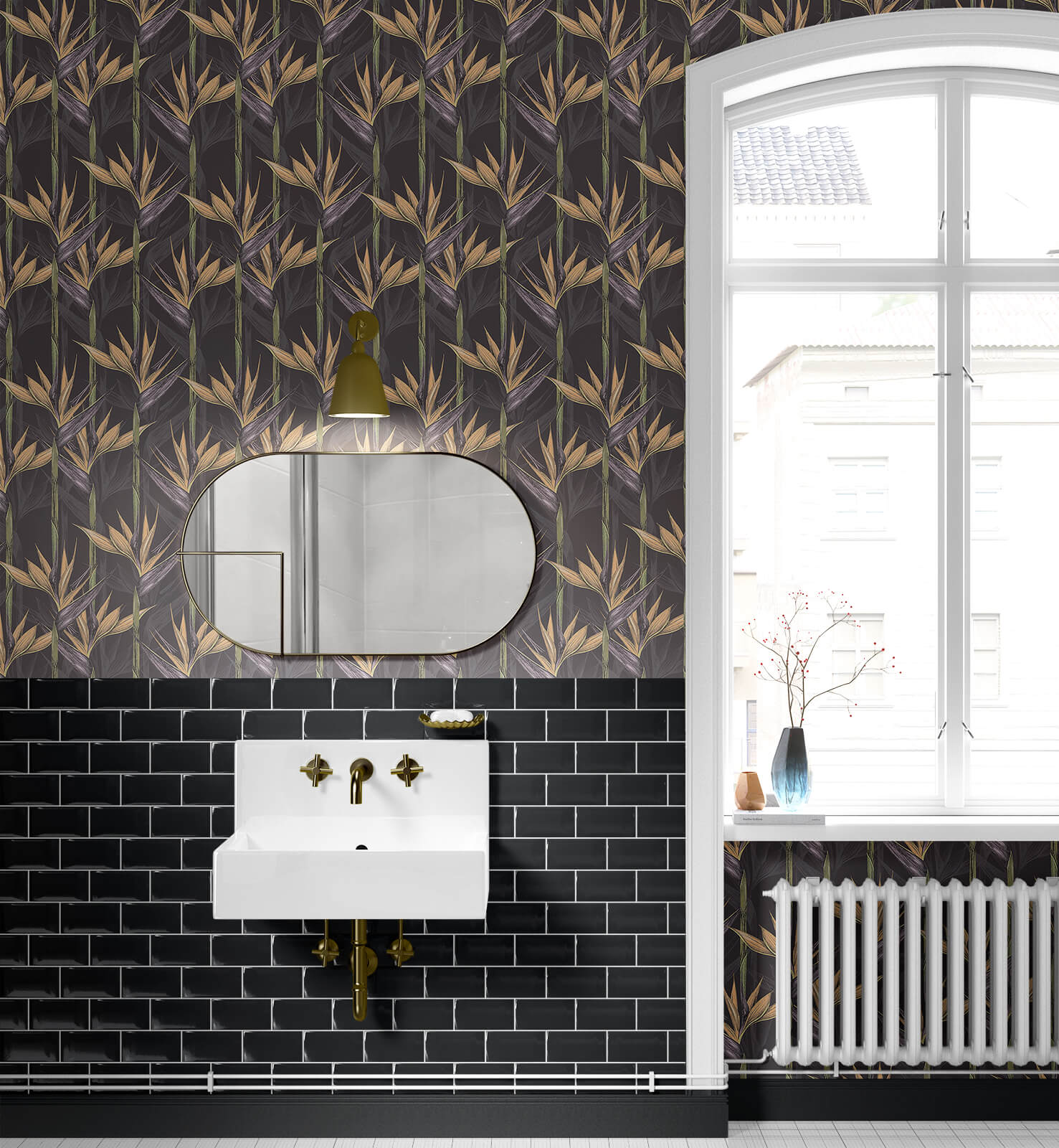 Peel and stick vintage floral wallpaper for bedroom and entryway walls