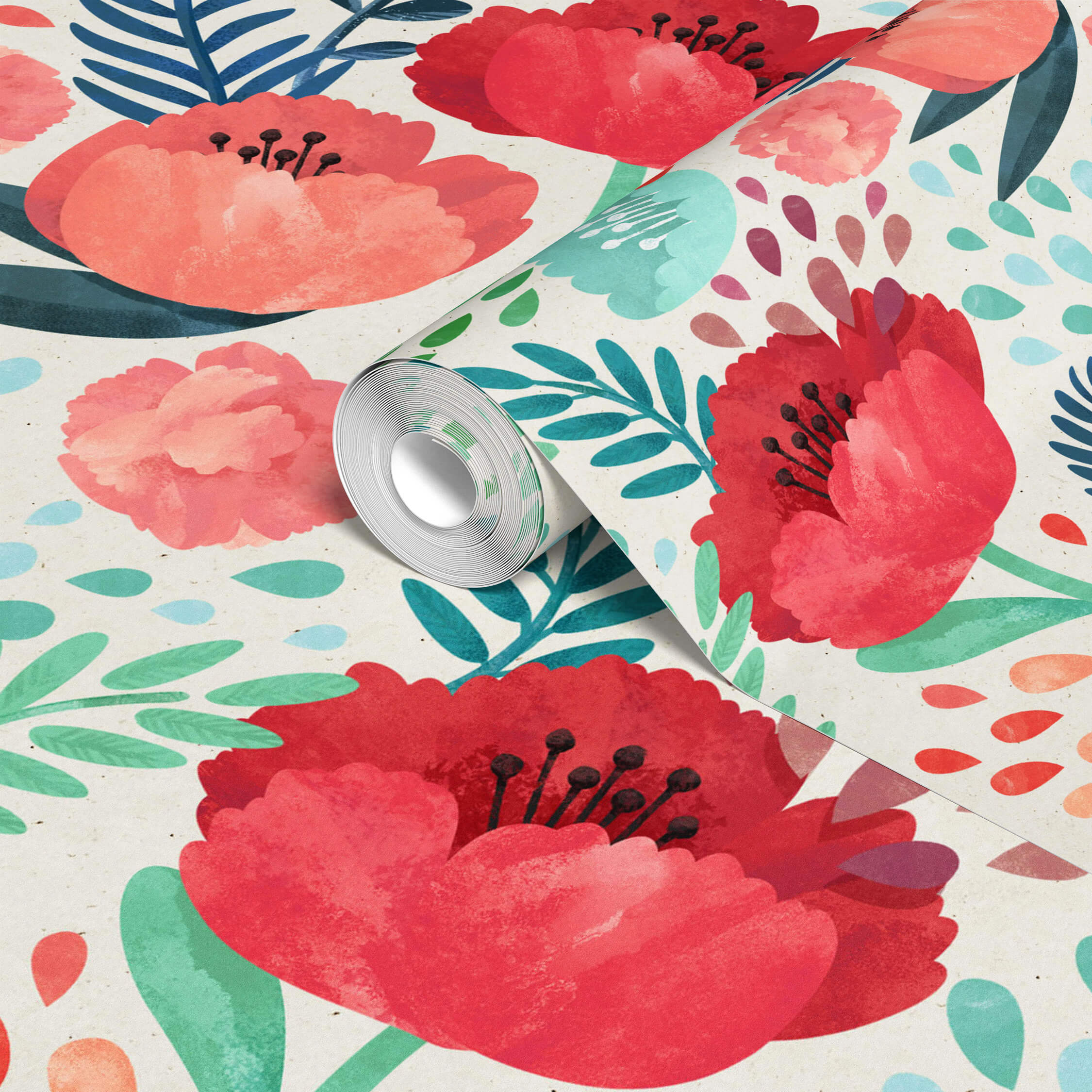 Red wallpaper design for energetic interiors