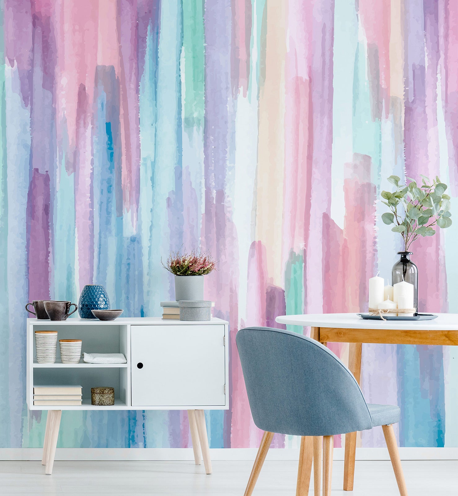 Removable canvas style with artistic brush strokes wallpaper