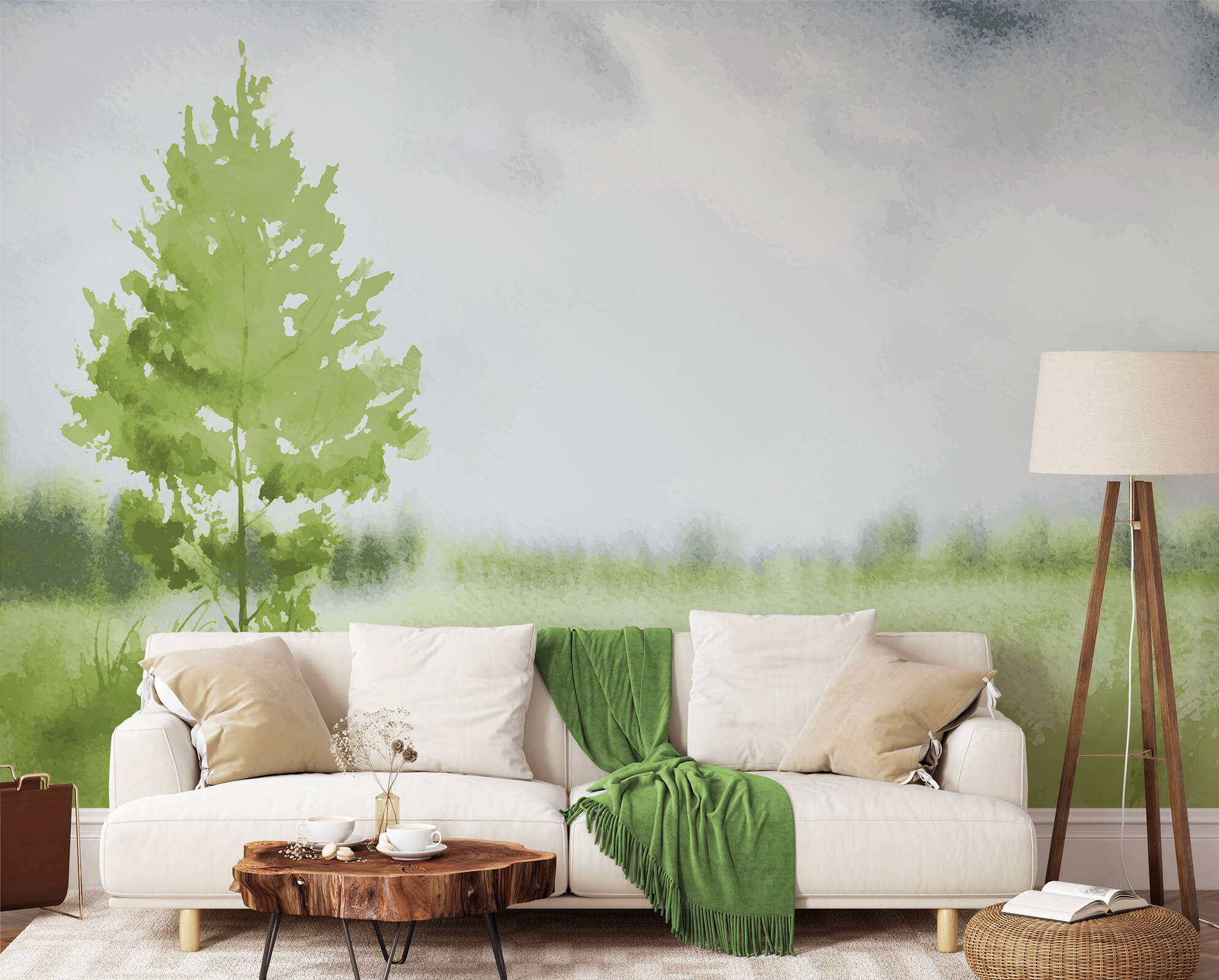 Large Tree Watercolor Landscape