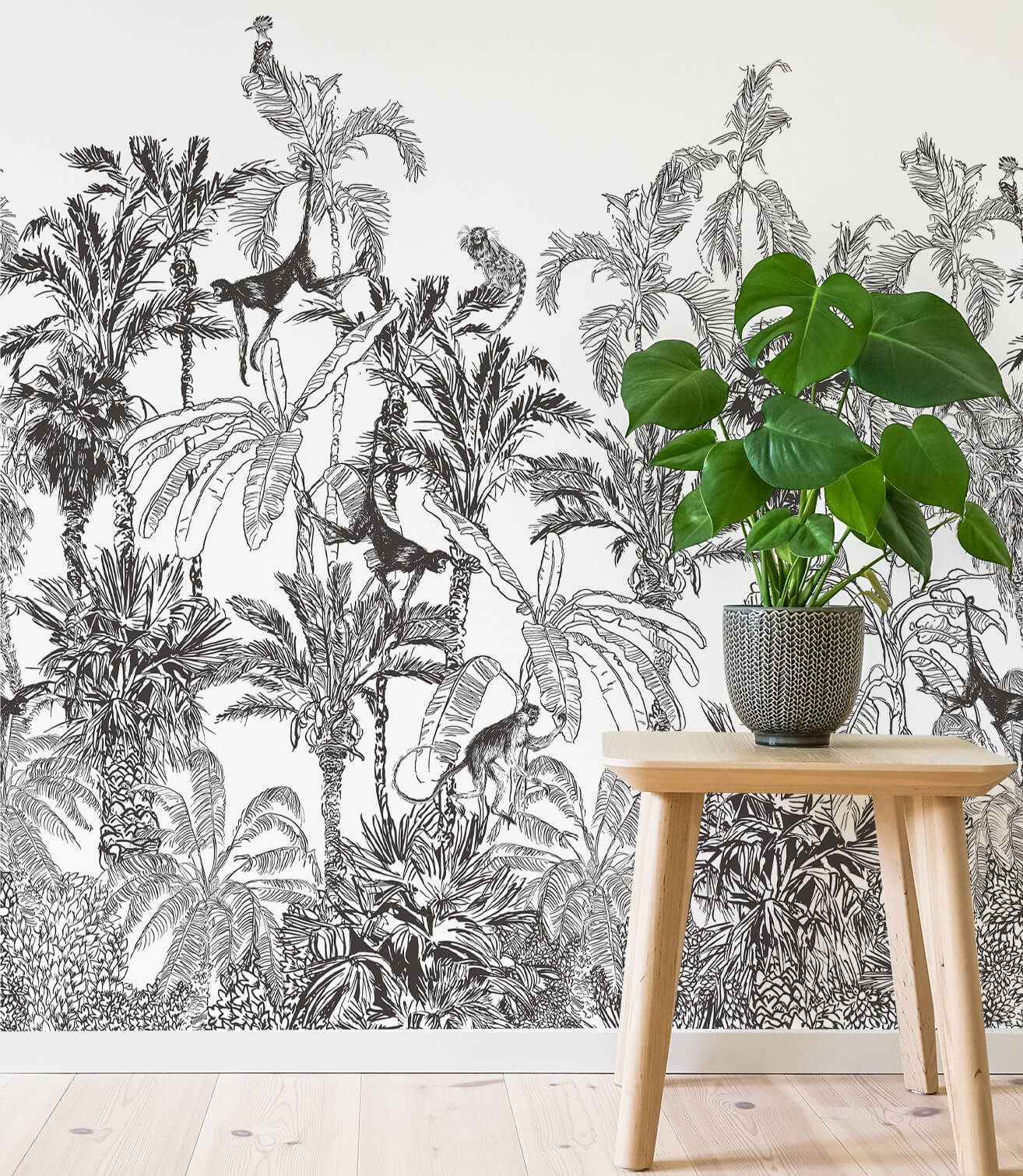 Traditional tropical leaf wallpaper for bedroom walls