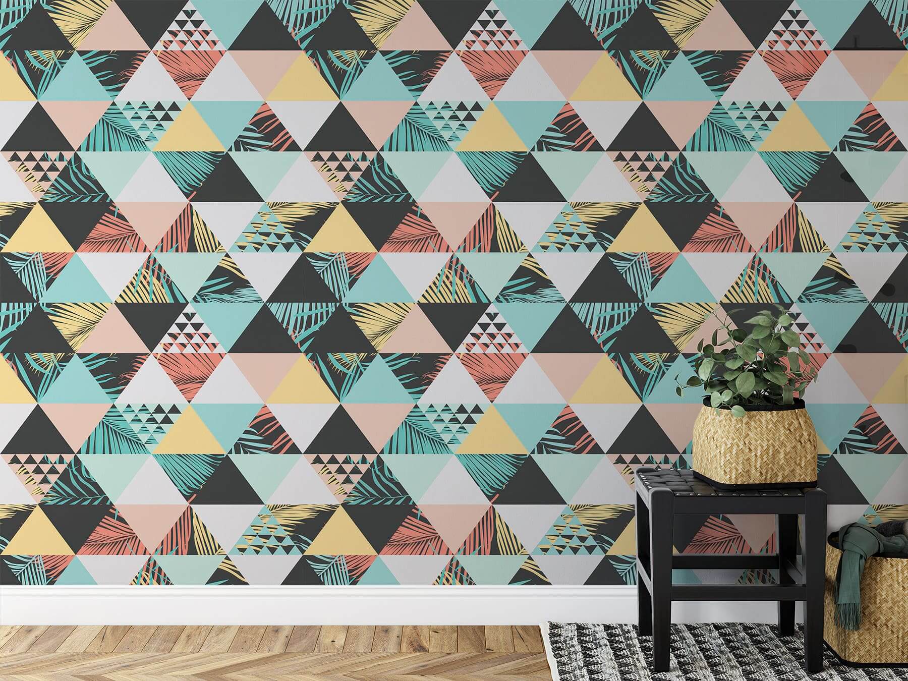 Vinyl patterned beach wallpaper with illustration design for bedroom walls