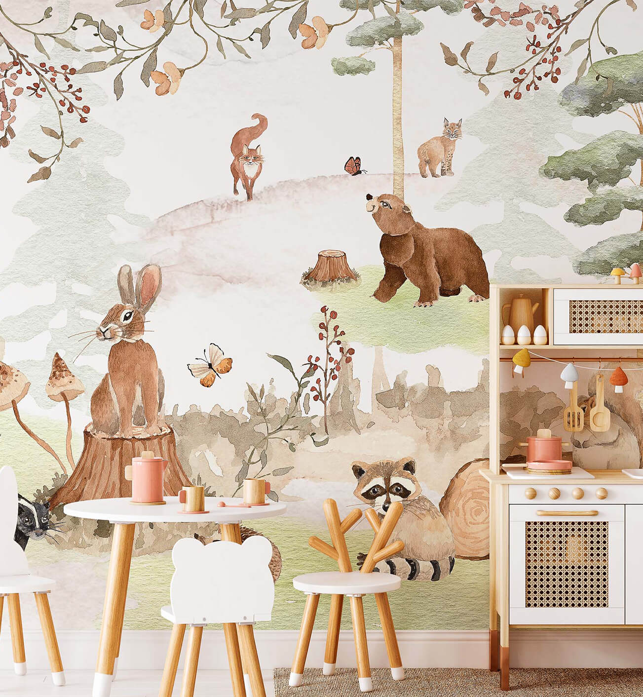 White color removal forest wallpaper for kids room