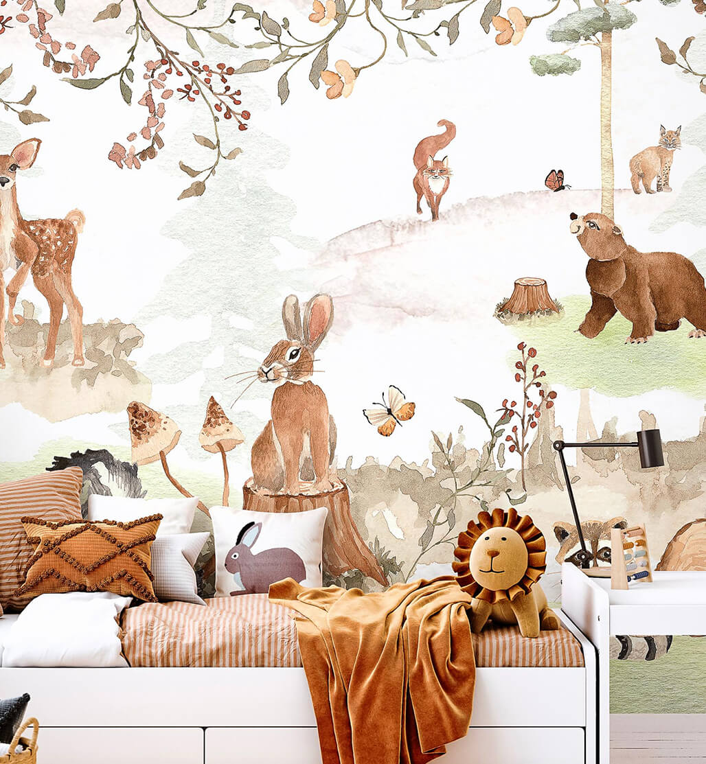 White woodland forest wallpaper for wall