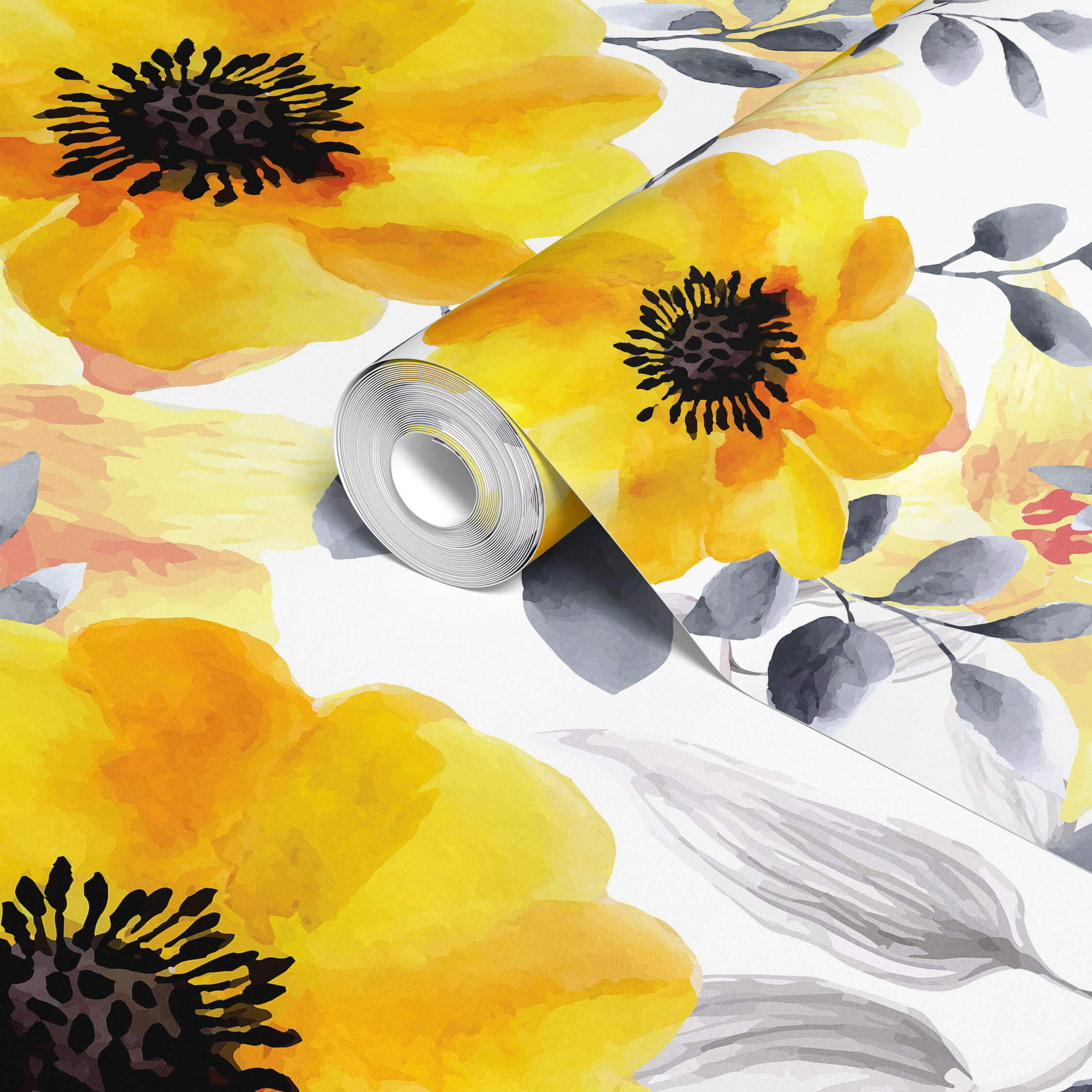 Yellow wallpaper design for cheerful interiors