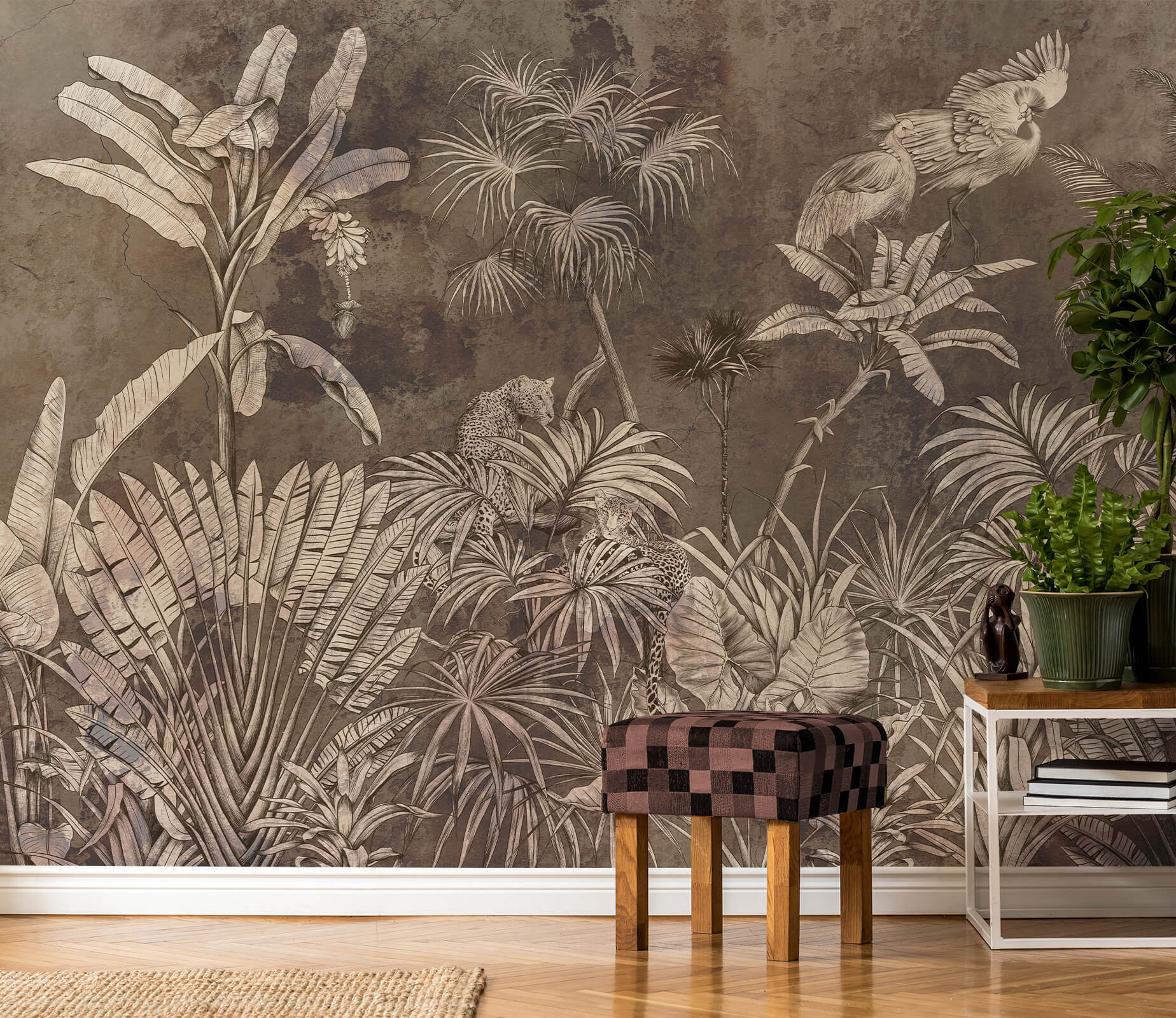 Tropical Mural Leave Vintage Wallpaper