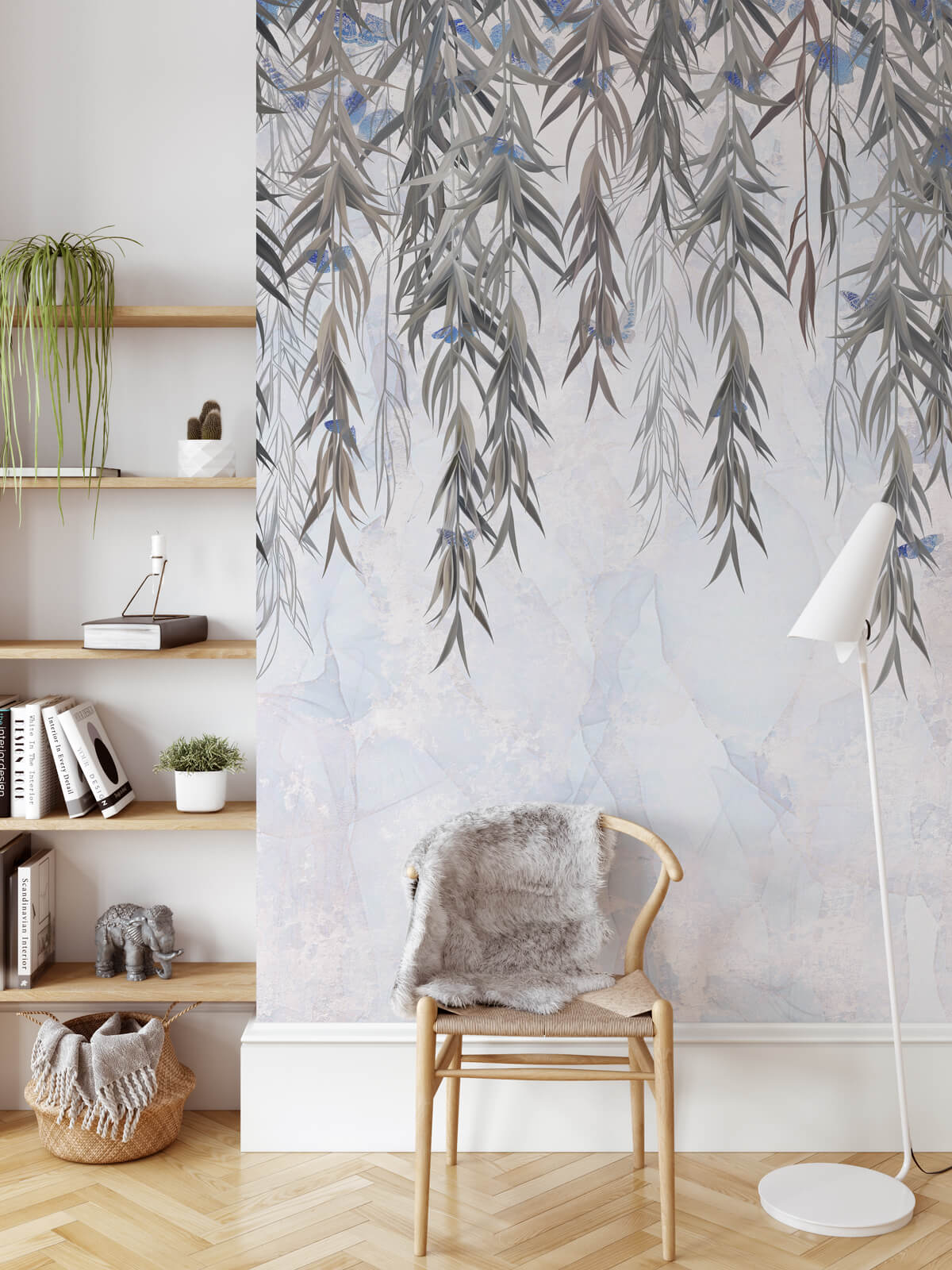 Willow Rain Hand Drawn Wallpaper