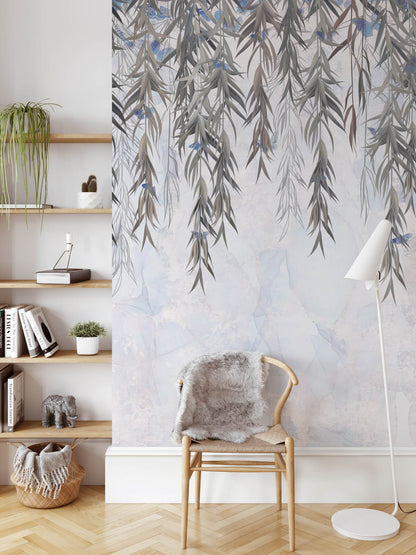 Willow Rain Hand Drawn Wallpaper