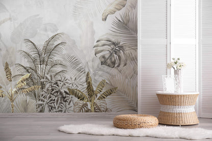 Tropical Elegant Large Leaf Wallpaper