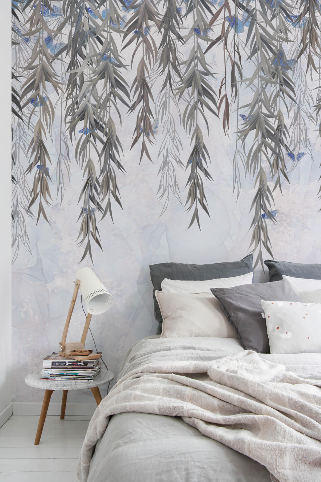 Willow Rain Hand Drawn Wallpaper