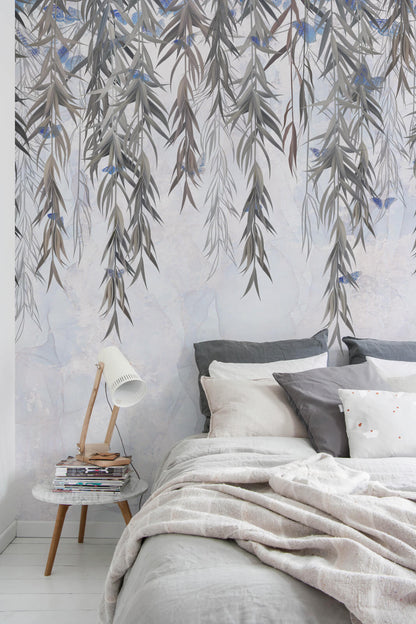 Willow Rain Hand Drawn Wallpaper