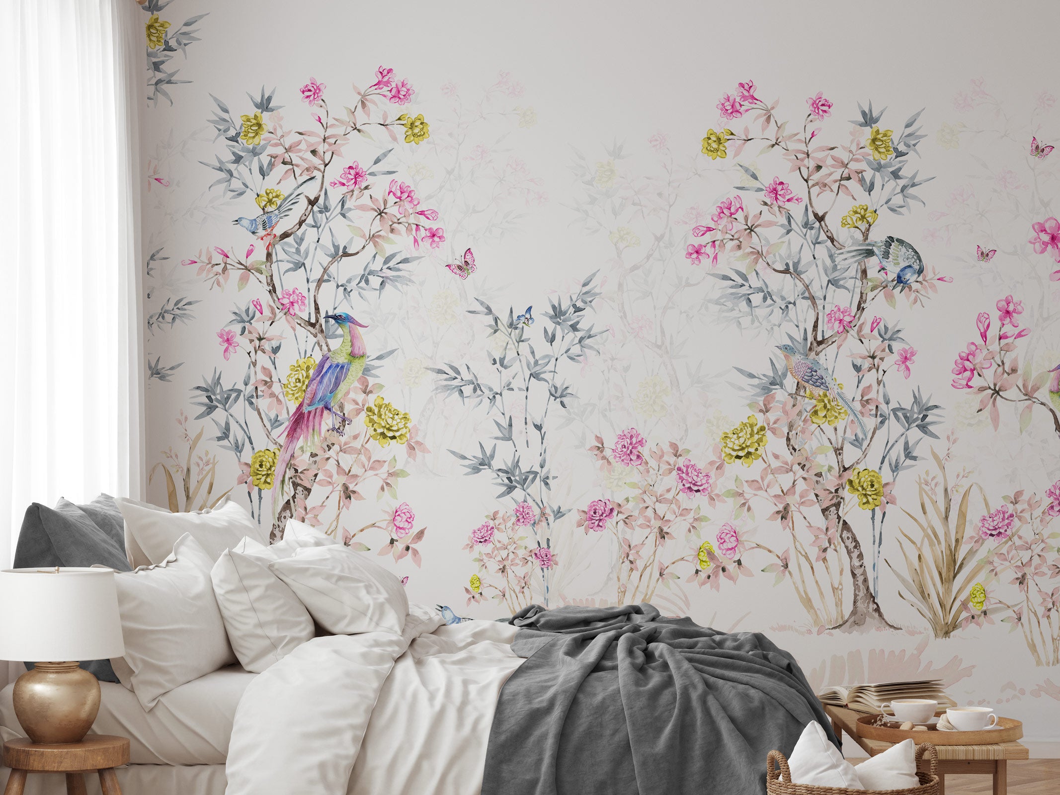 Colorful Chinoiserie Mural Wallpaper