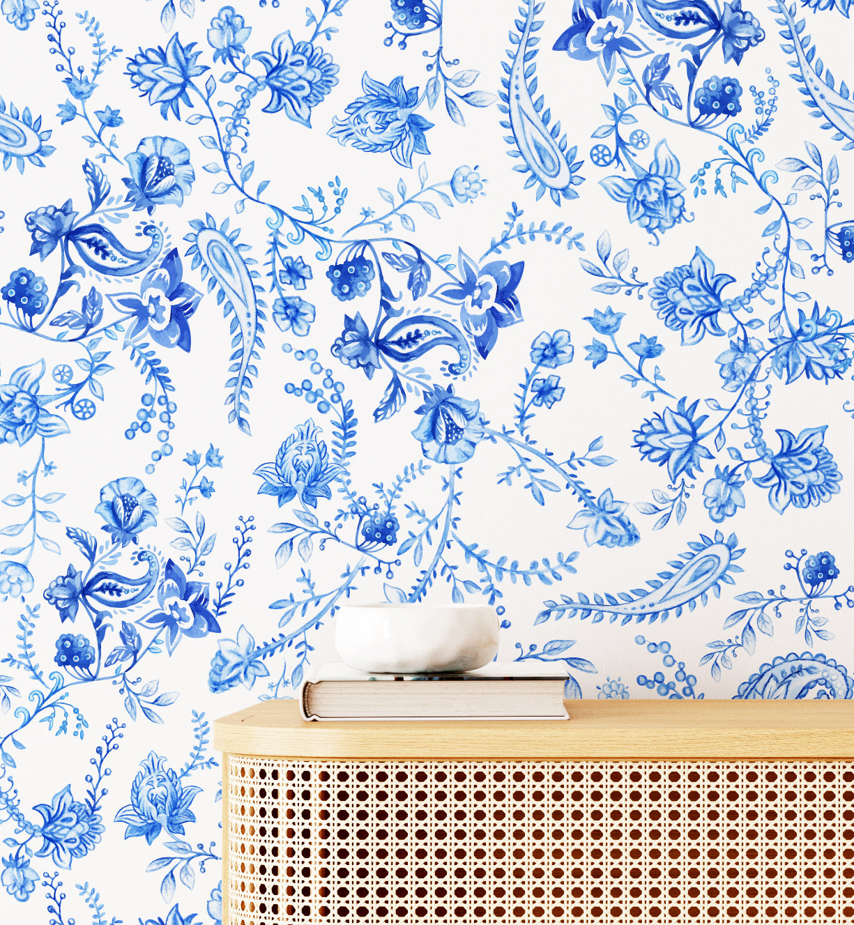 Blue & White Floral Wallpaper