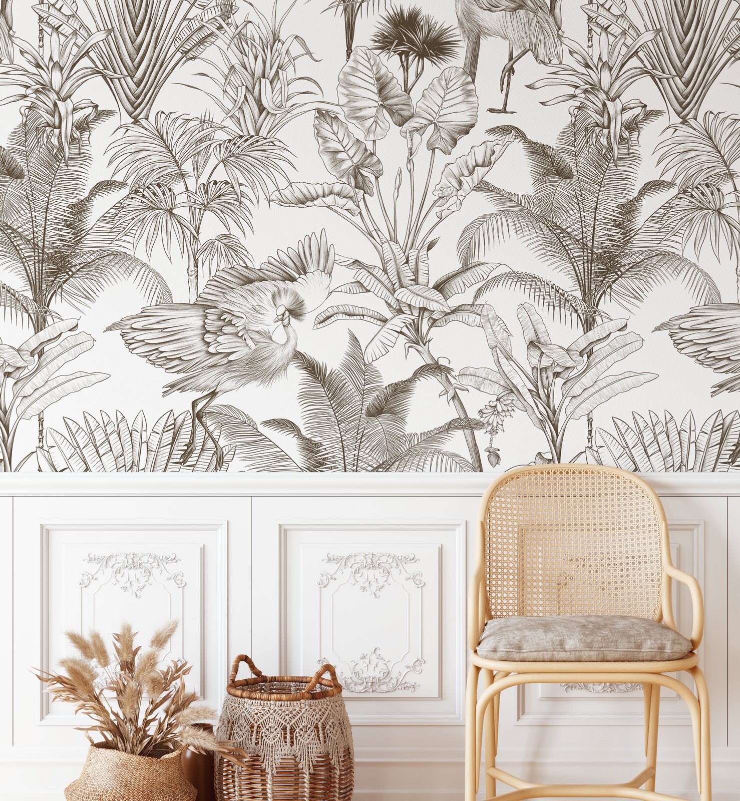 Tropical Crane Bird Forest Wallpaper