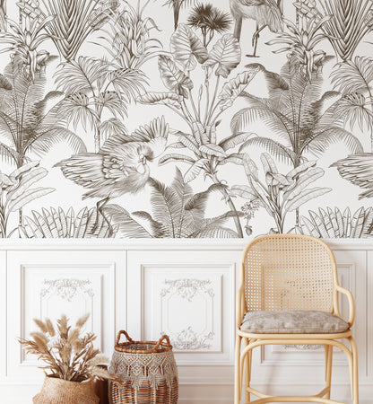 Tropical Crane Bird Forest Wallpaper