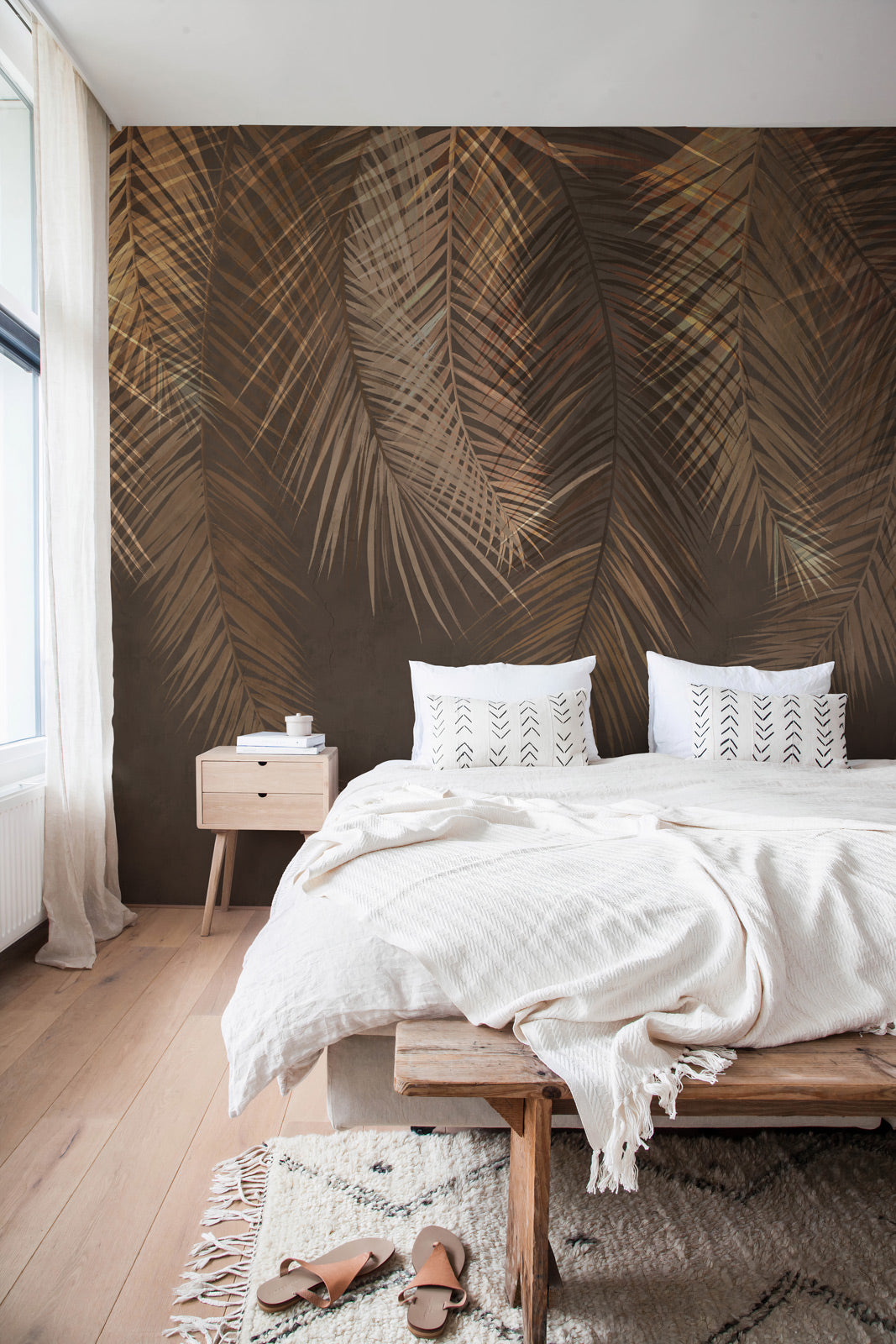 Hand Drawn Palm Leave Mural Wallpaper
