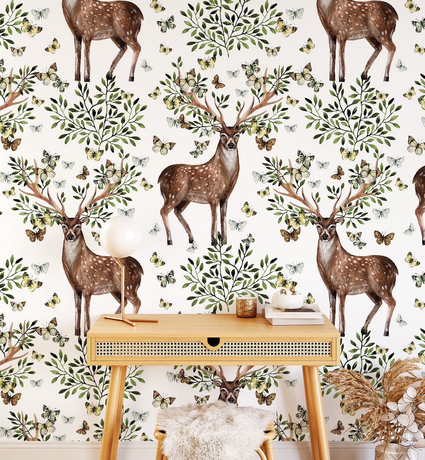 Hand Painted Watercolor Deer Wallpaper