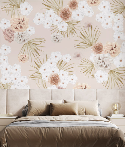 Modern Watercolor Floral Tropical Wallpaper