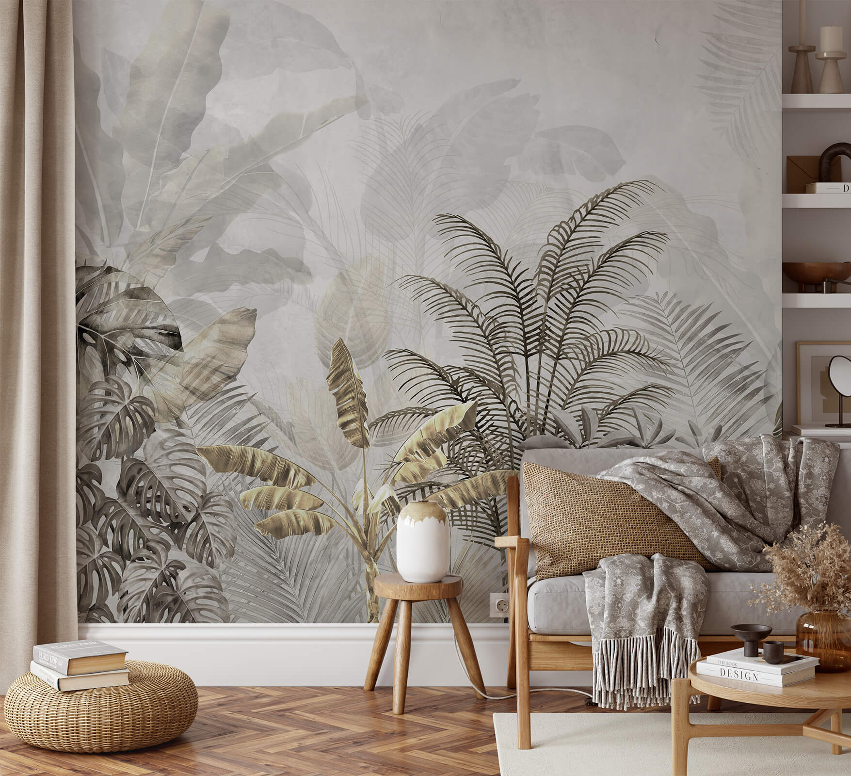 Tropical Elegant Large Leaf Wallpaper