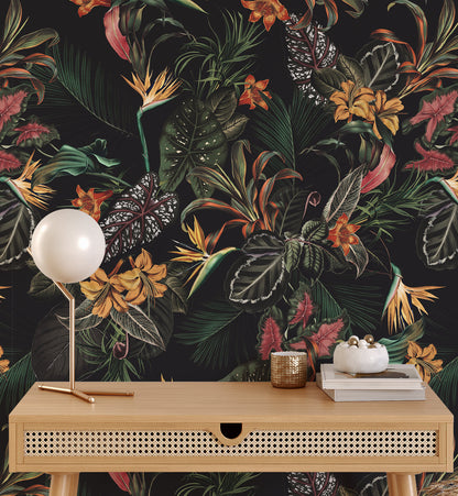 Tropical Midnight Jungle Wallpaper